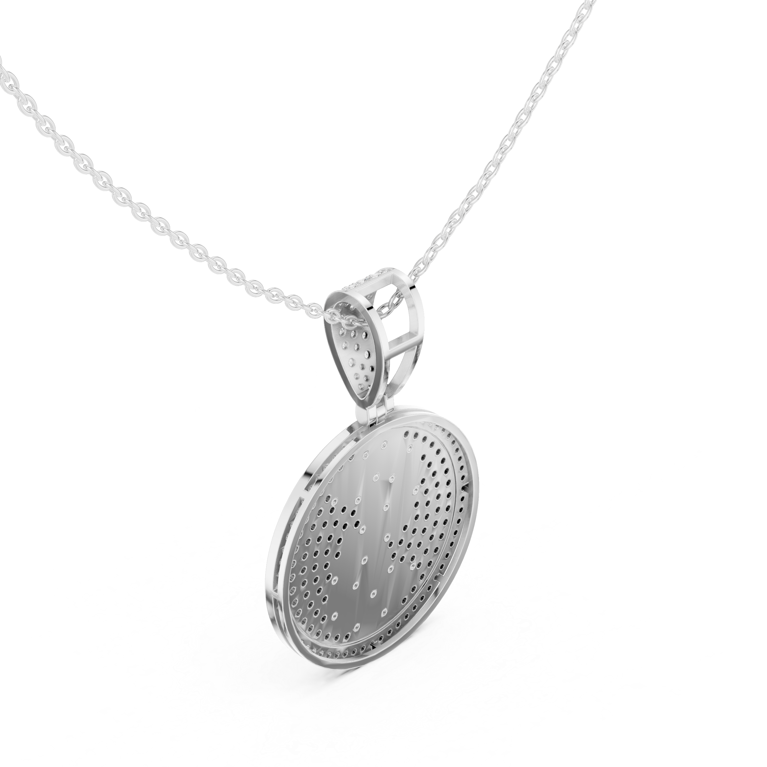 Round Luxe Pavé Moissanite Medallion Pendant in Yellow Gold