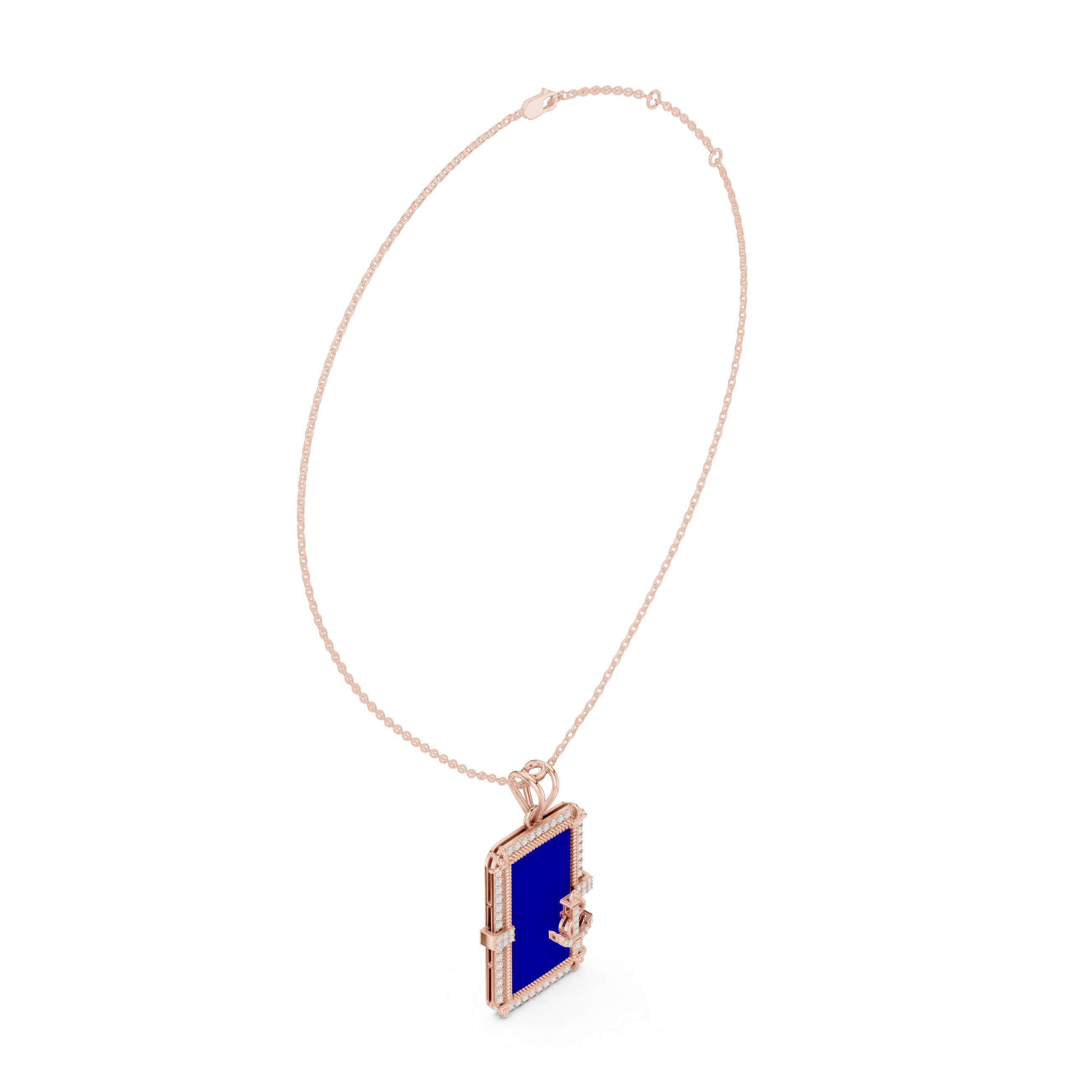 Round Luxe Signature Moissanite Medallion Pendant in Rose Gold