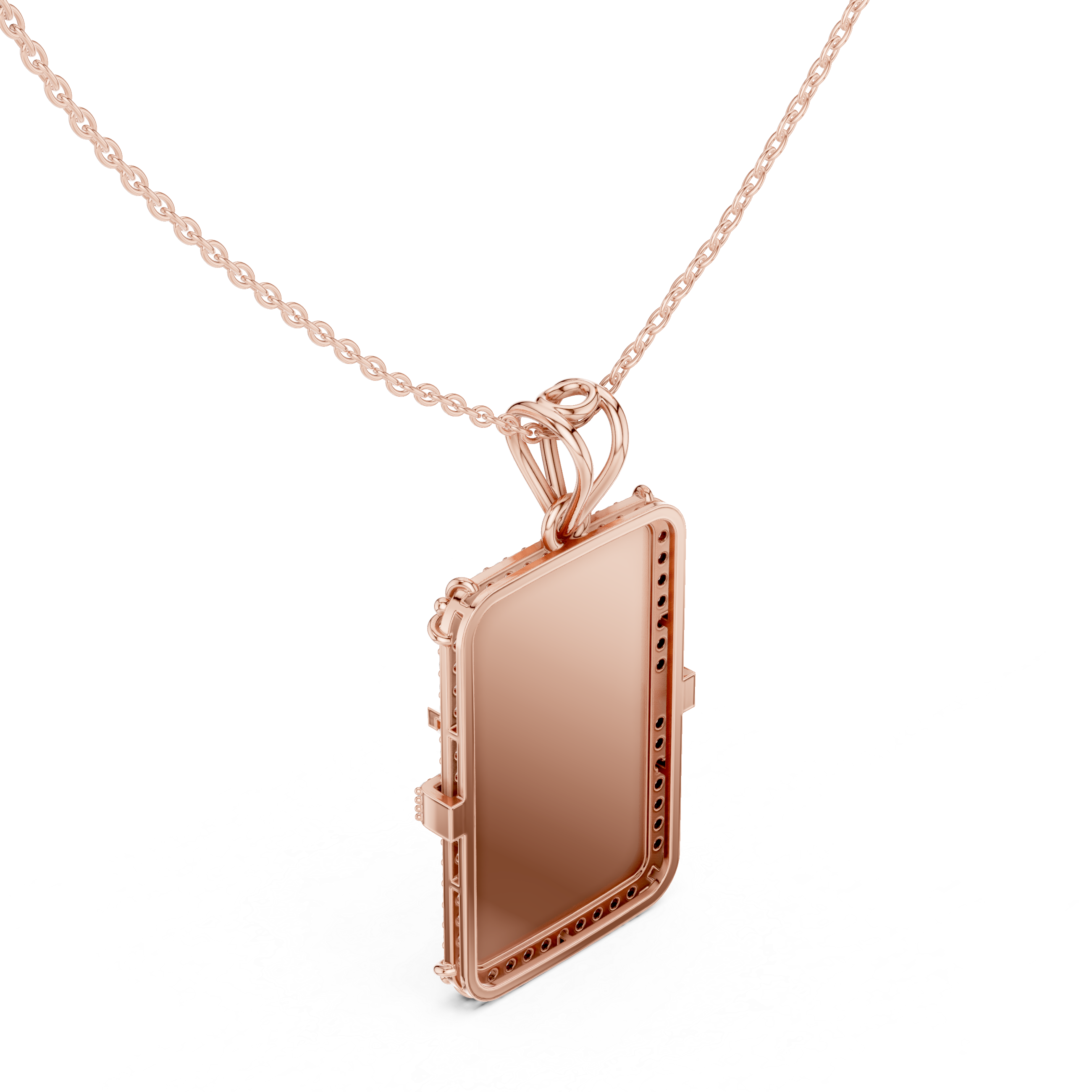 Round Luxe Signature Moissanite Medallion Pendant in Rose Gold