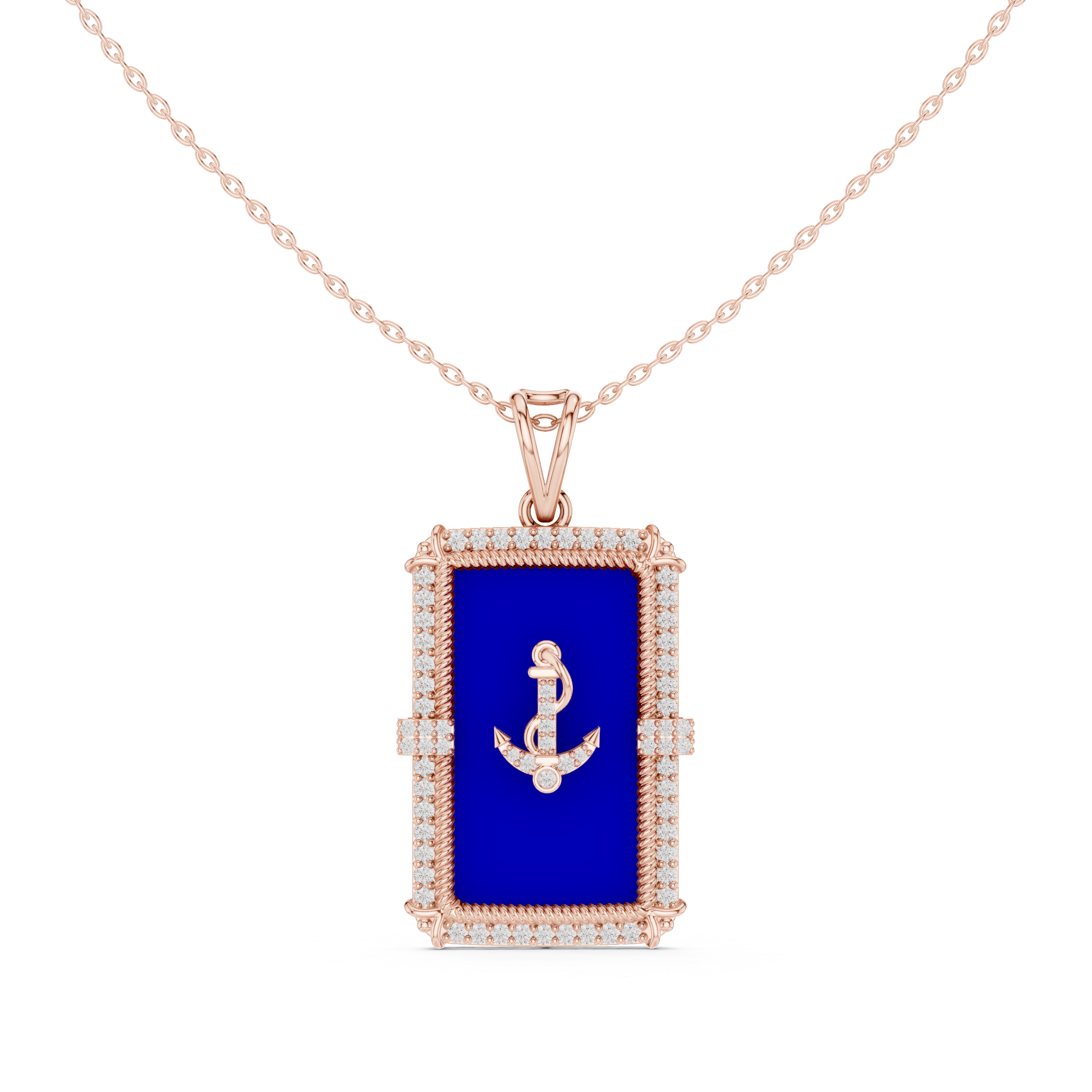 Round Luxe Signature Moissanite Medallion Pendant in Rose Gold