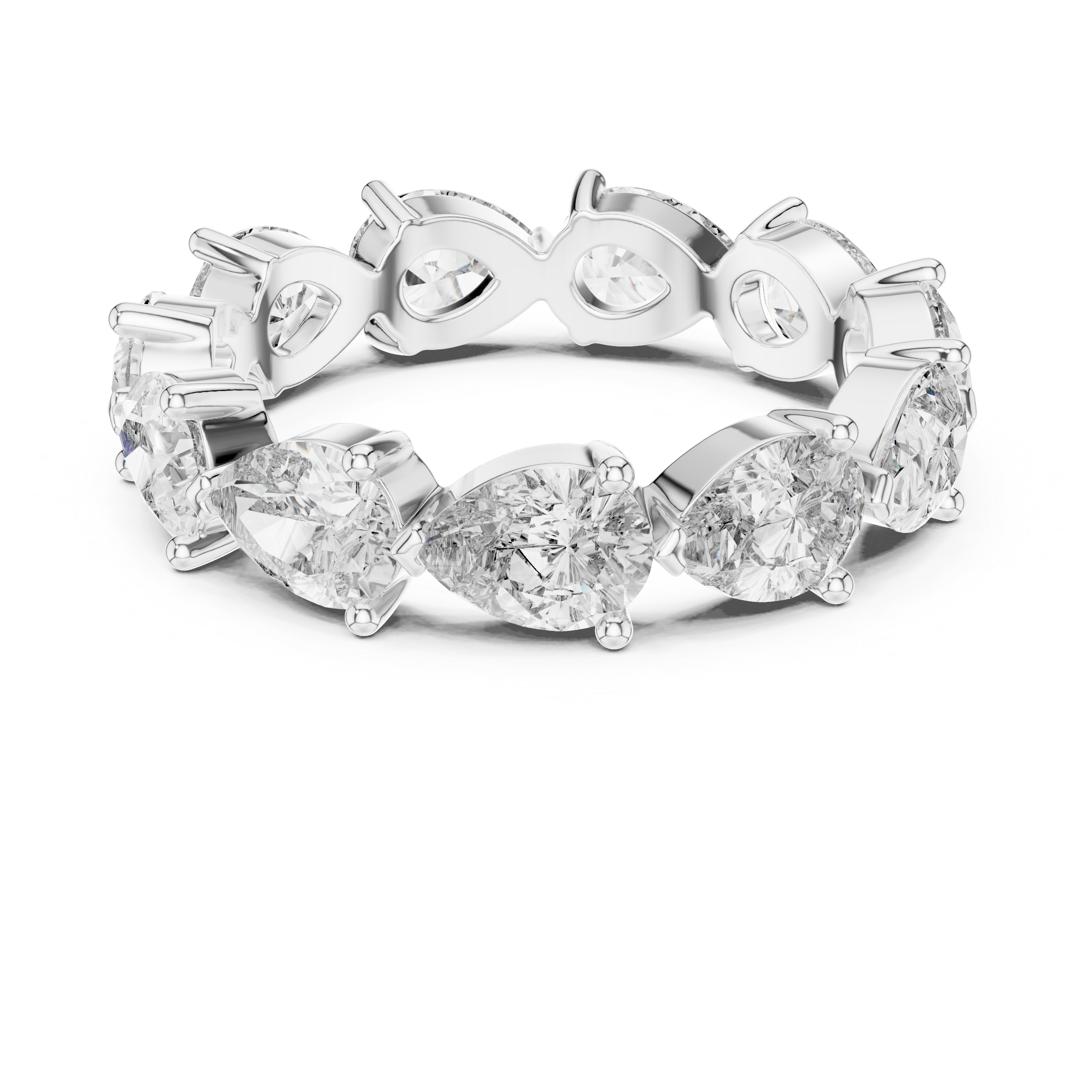 Pear Cut Brilliant Moissanite VVS1 Eternity Band