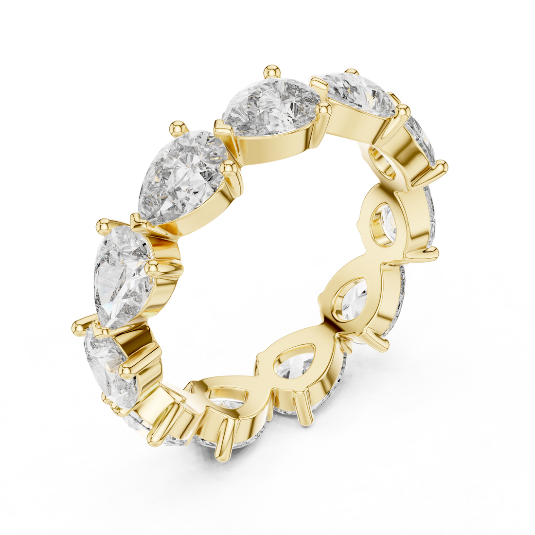 Pear Cut Brilliant Moissanite VVS1 Eternity Band
