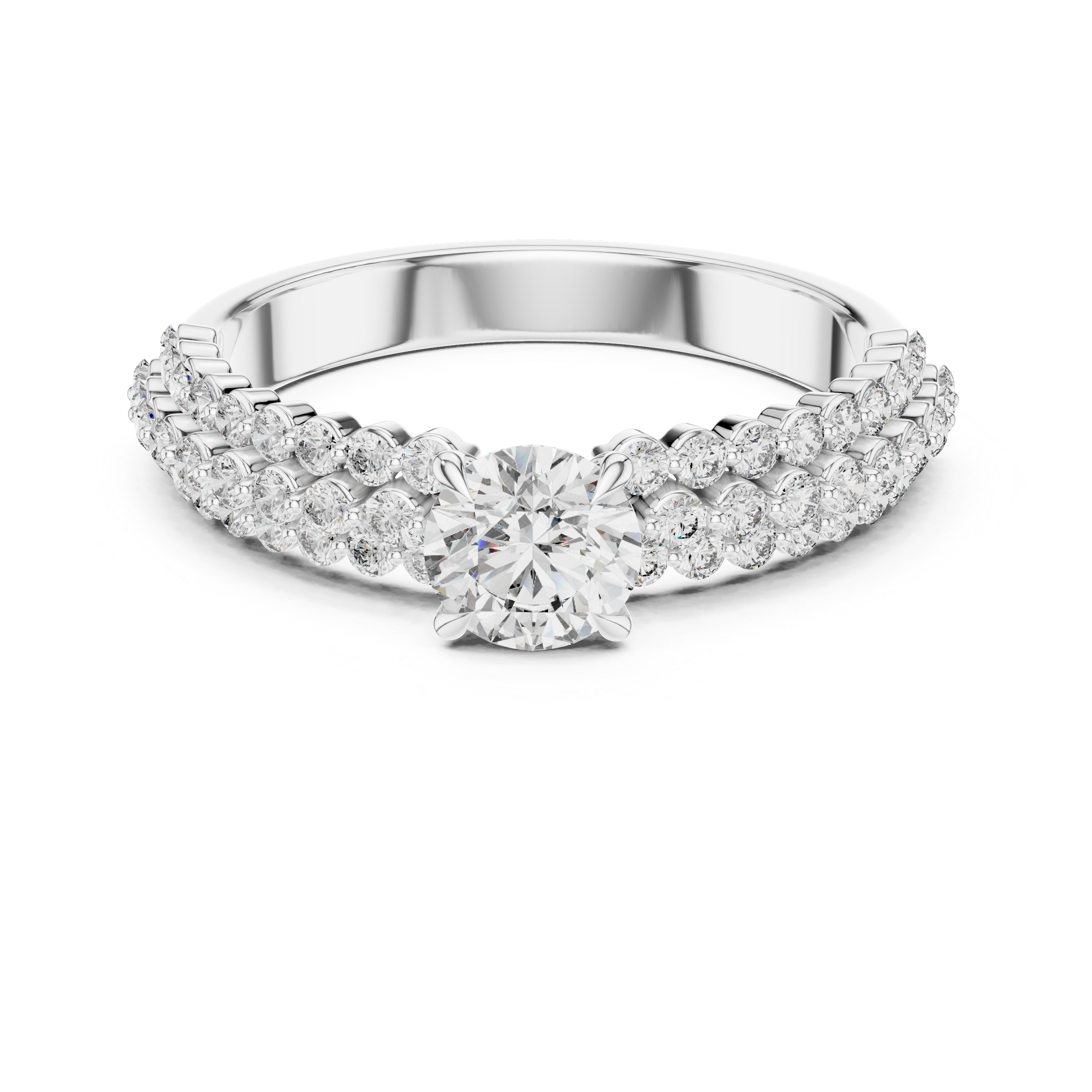 Round Cut Brilliant Moissanite VVS1 Eternity Engagement Ring
