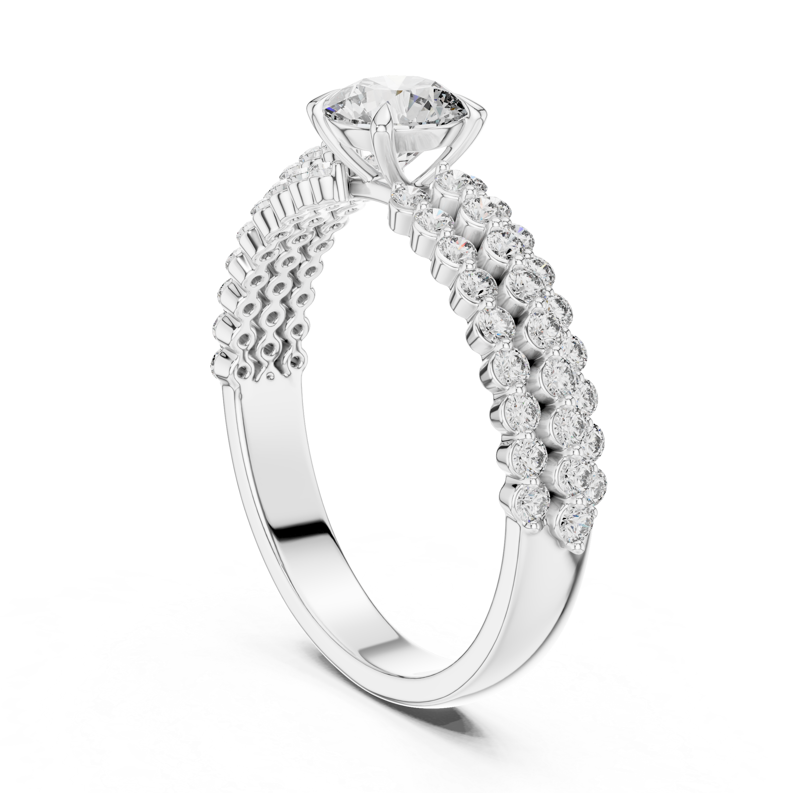 Round Cut Brilliant Moissanite VVS1 Eternity Engagement Ring