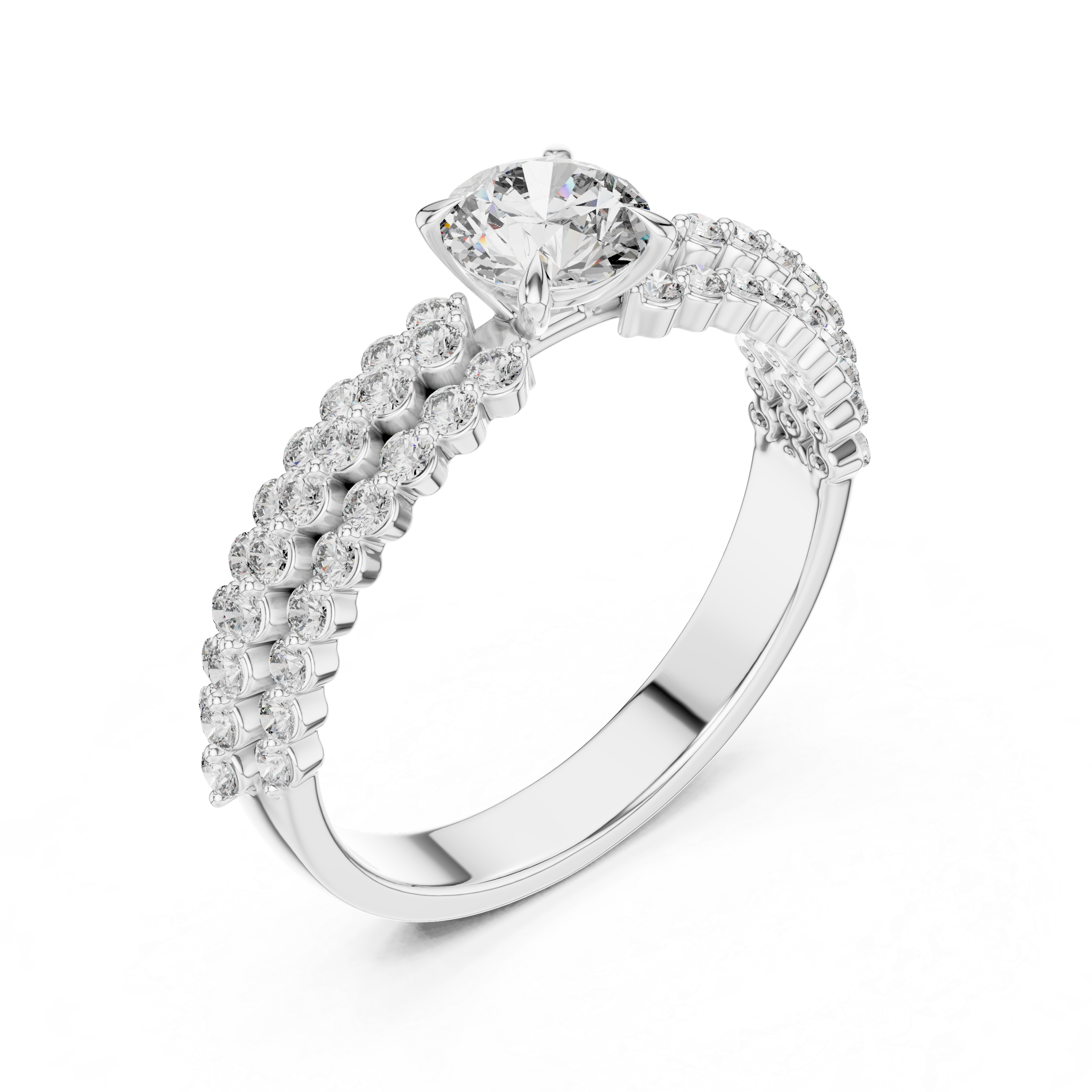 Round Cut Brilliant Moissanite VVS1 Eternity Engagement Ring