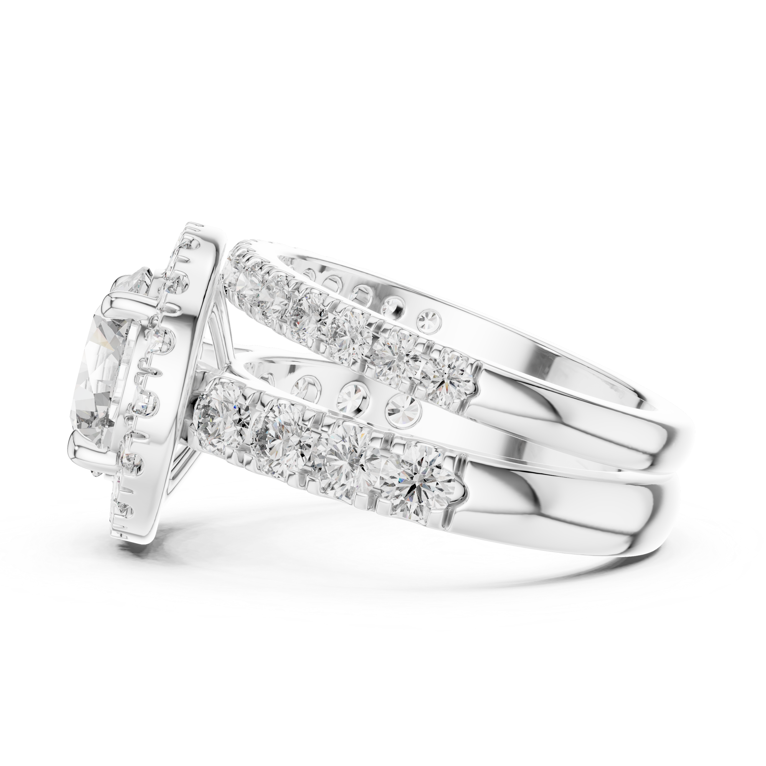 Round Cut Brilliant Moissanite VVS1 Eternity Engagement Ring