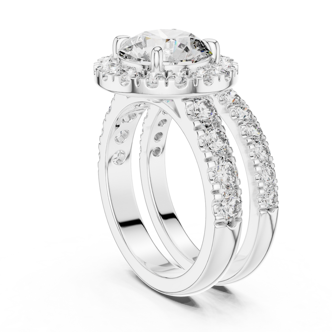 Round Cut Brilliant Moissanite VVS1 Eternity Engagement Ring