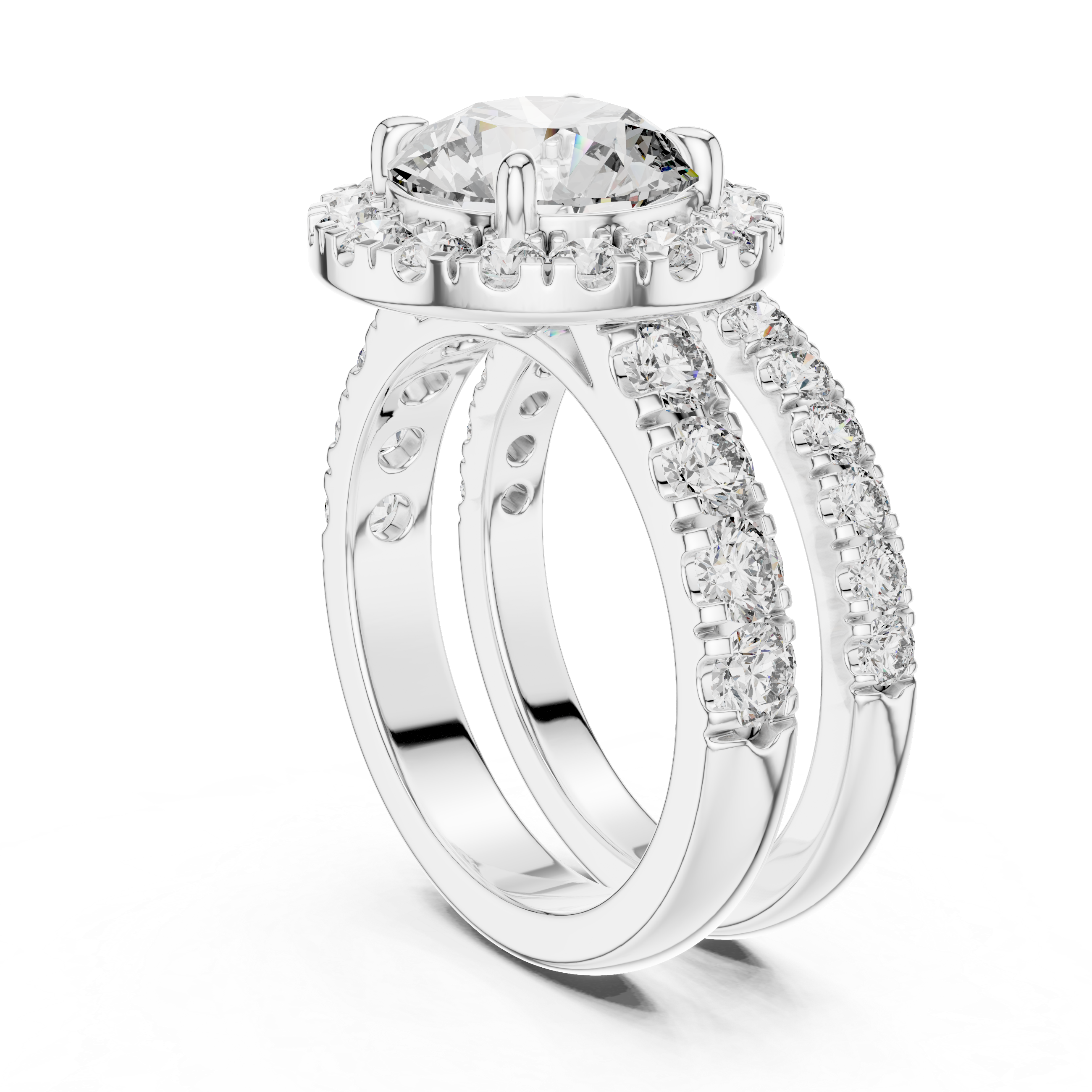Round Cut Brilliant Moissanite VVS1 Eternity Engagement Ring