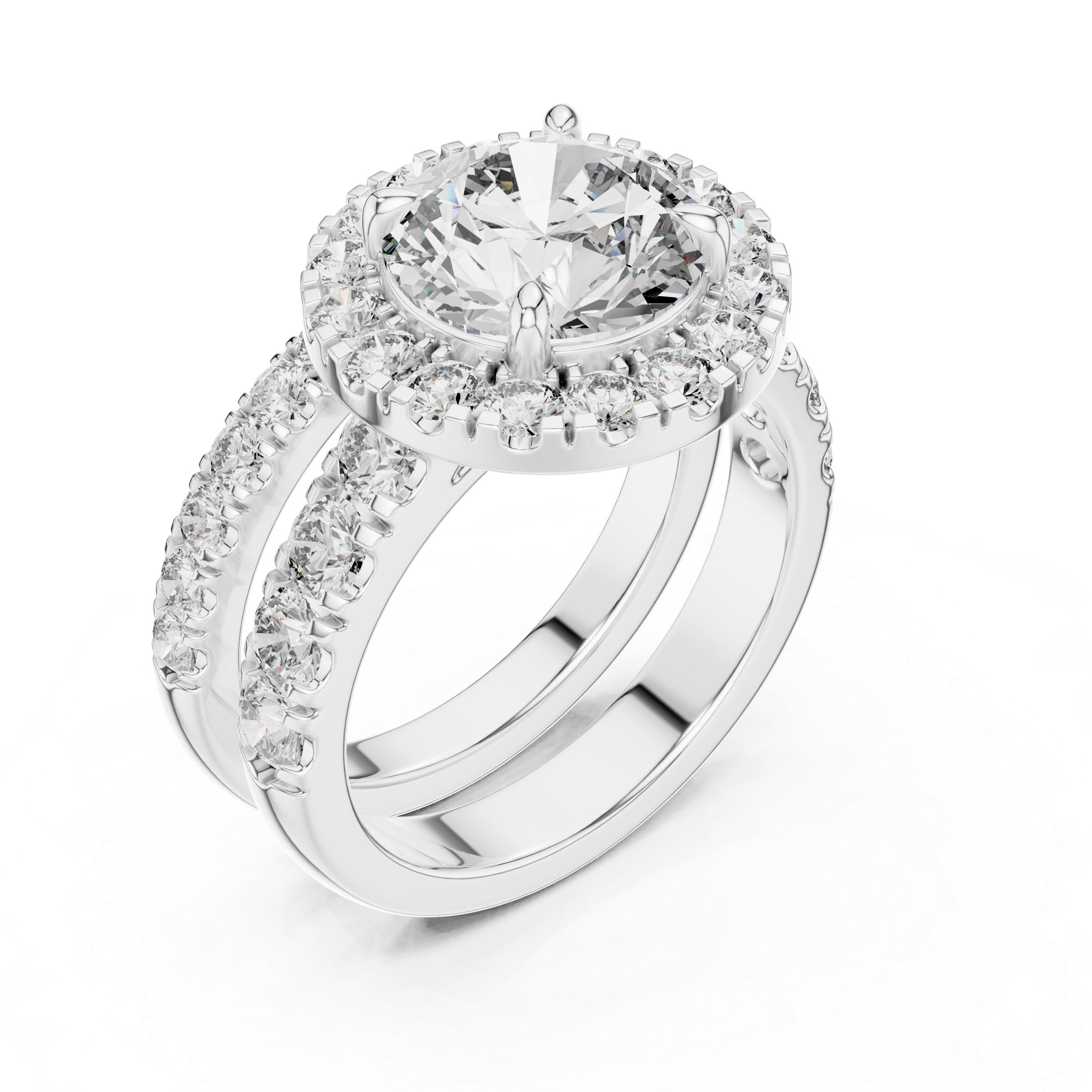 Round Cut Brilliant Moissanite VVS1 Eternity Engagement Ring