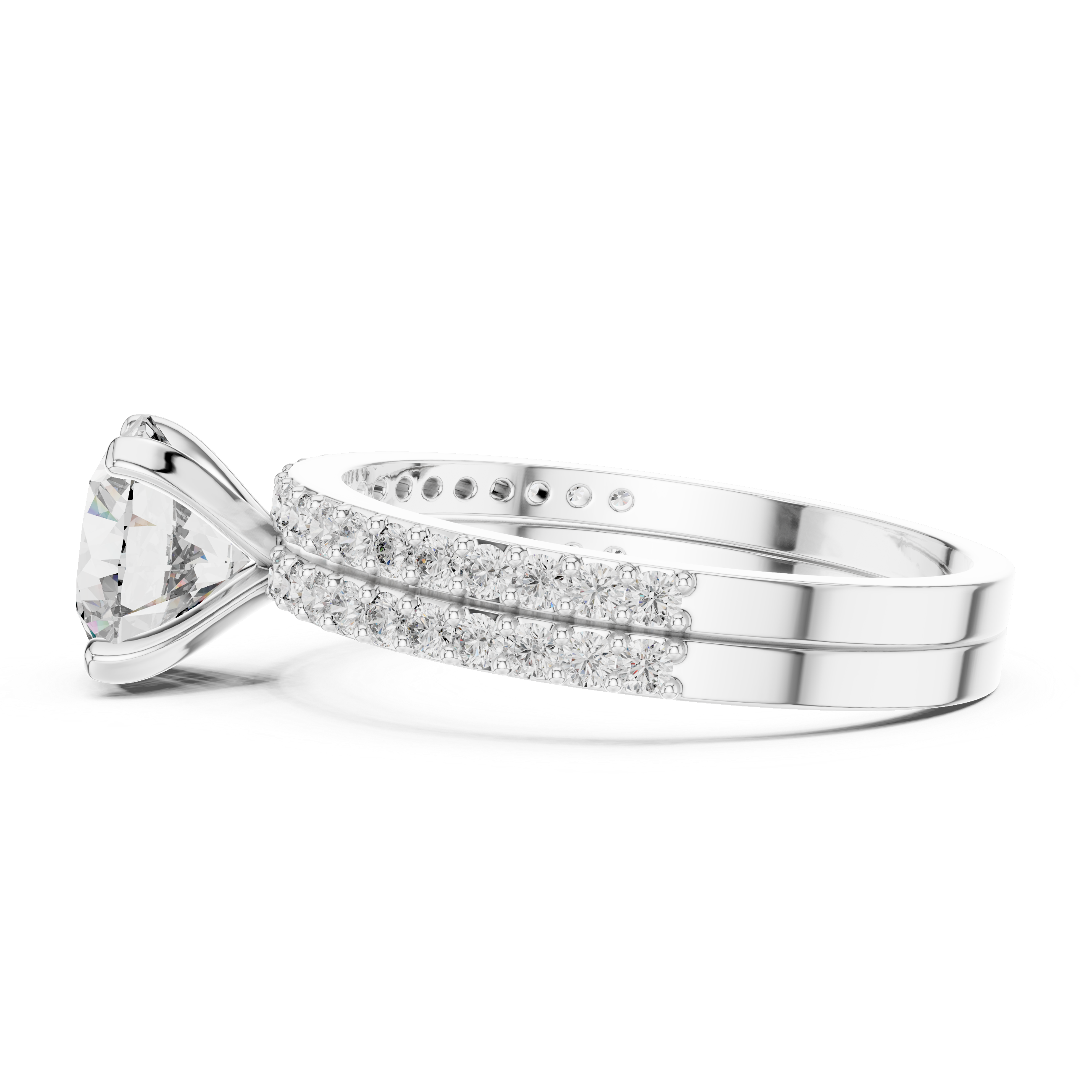 Round Cut Brilliant Moissanite VVS1 Eternity Engagement Ring