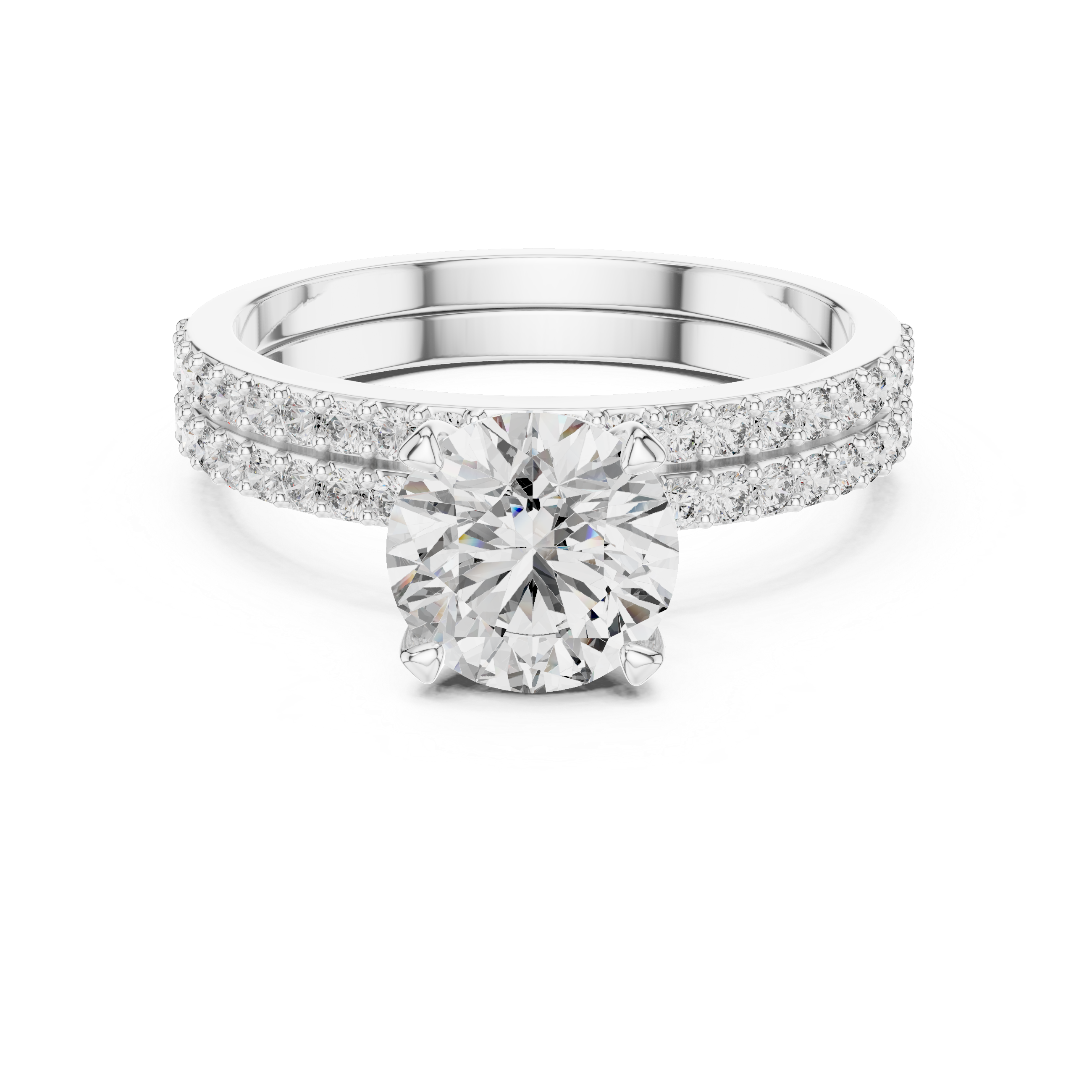 Round Cut Brilliant Moissanite VVS1 Eternity Engagement Ring