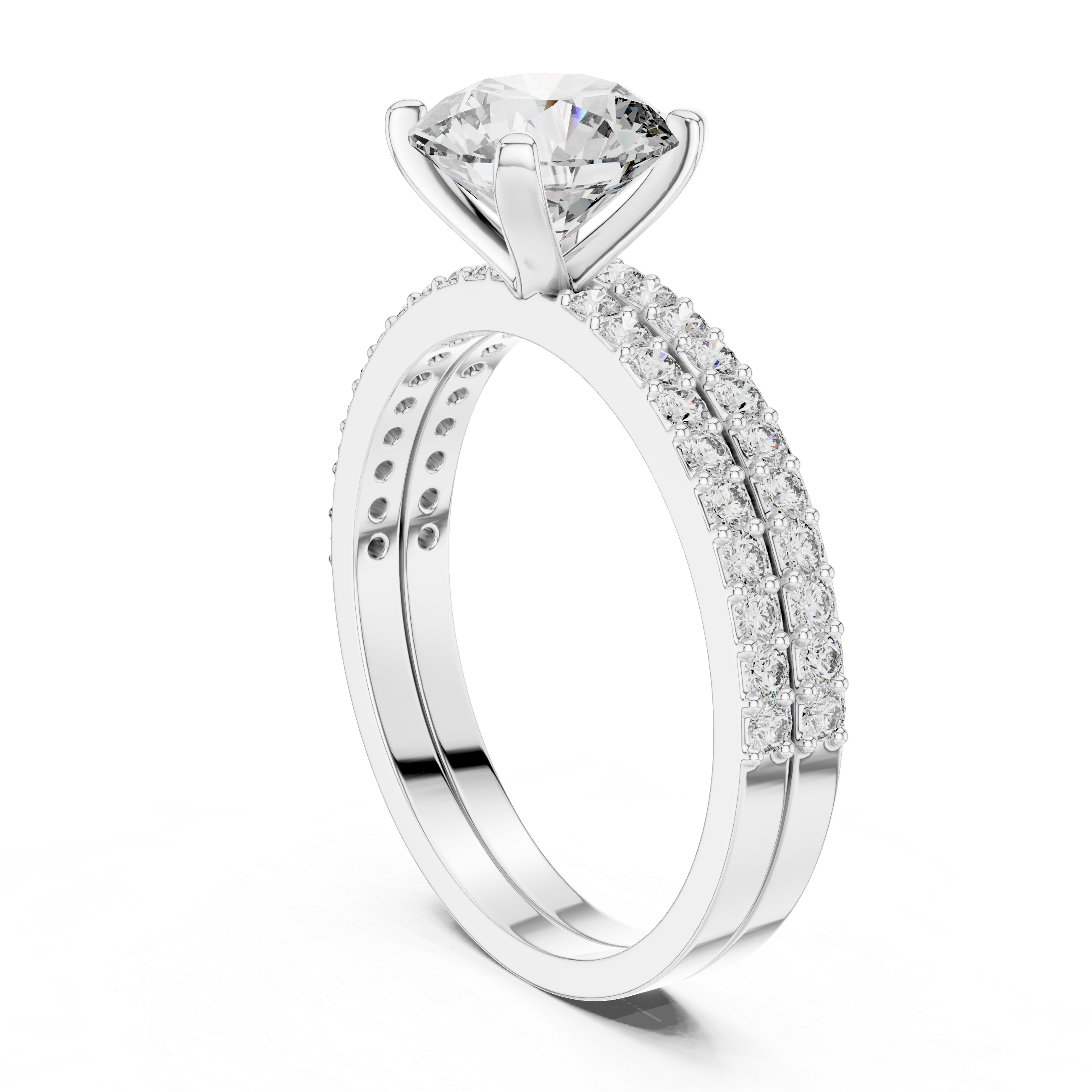 Round Cut Brilliant Moissanite VVS1 Eternity Engagement Ring
