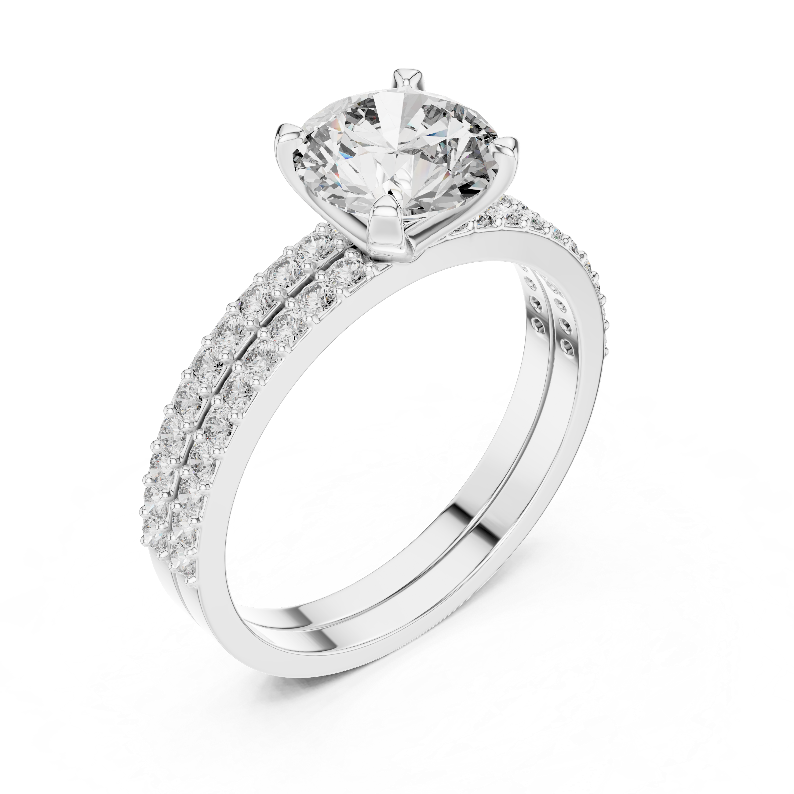 Round Cut Brilliant Moissanite VVS1 Eternity Engagement Ring