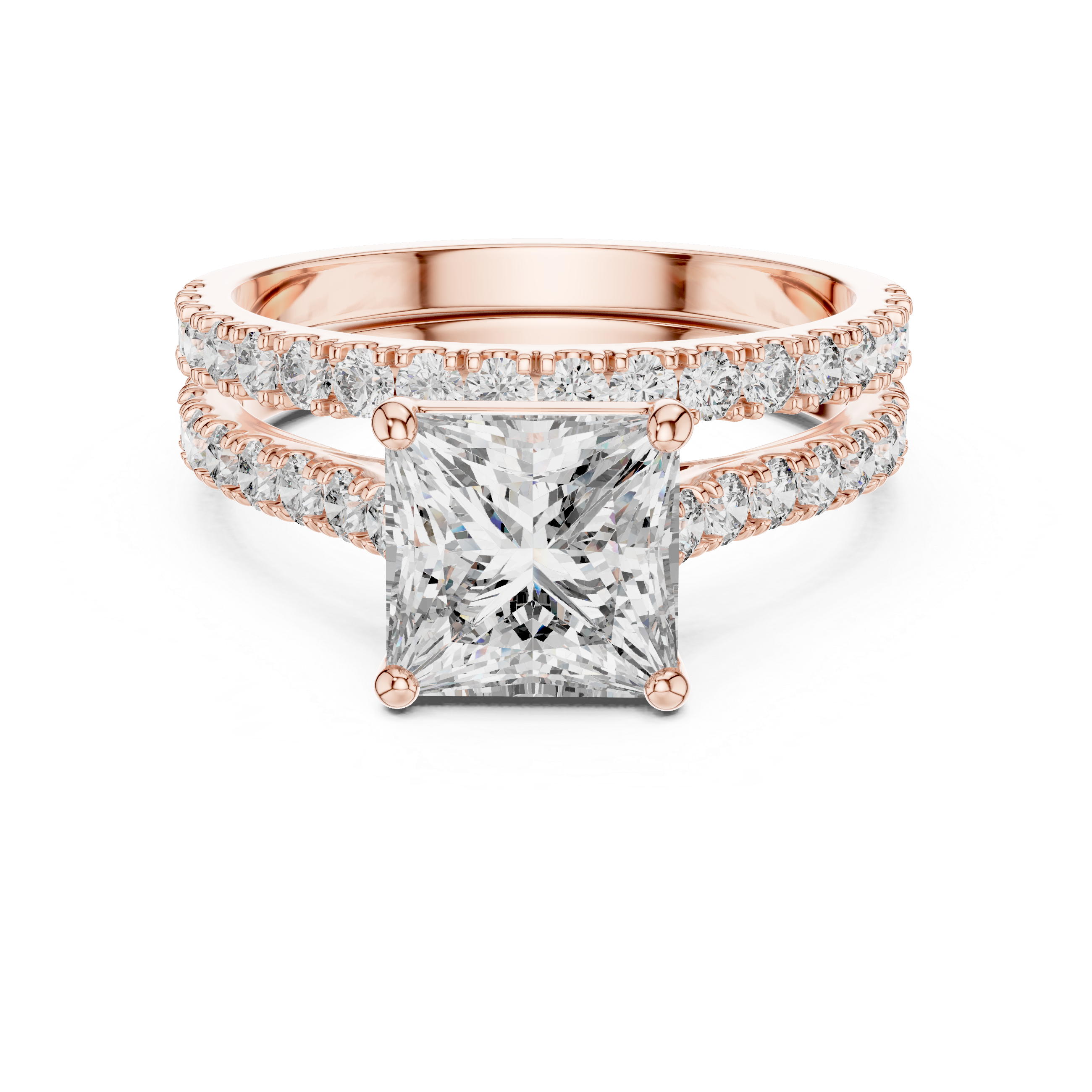 Princess And Round Cut Brilliant Moissanite VVS1 Eternity Engagement Ring