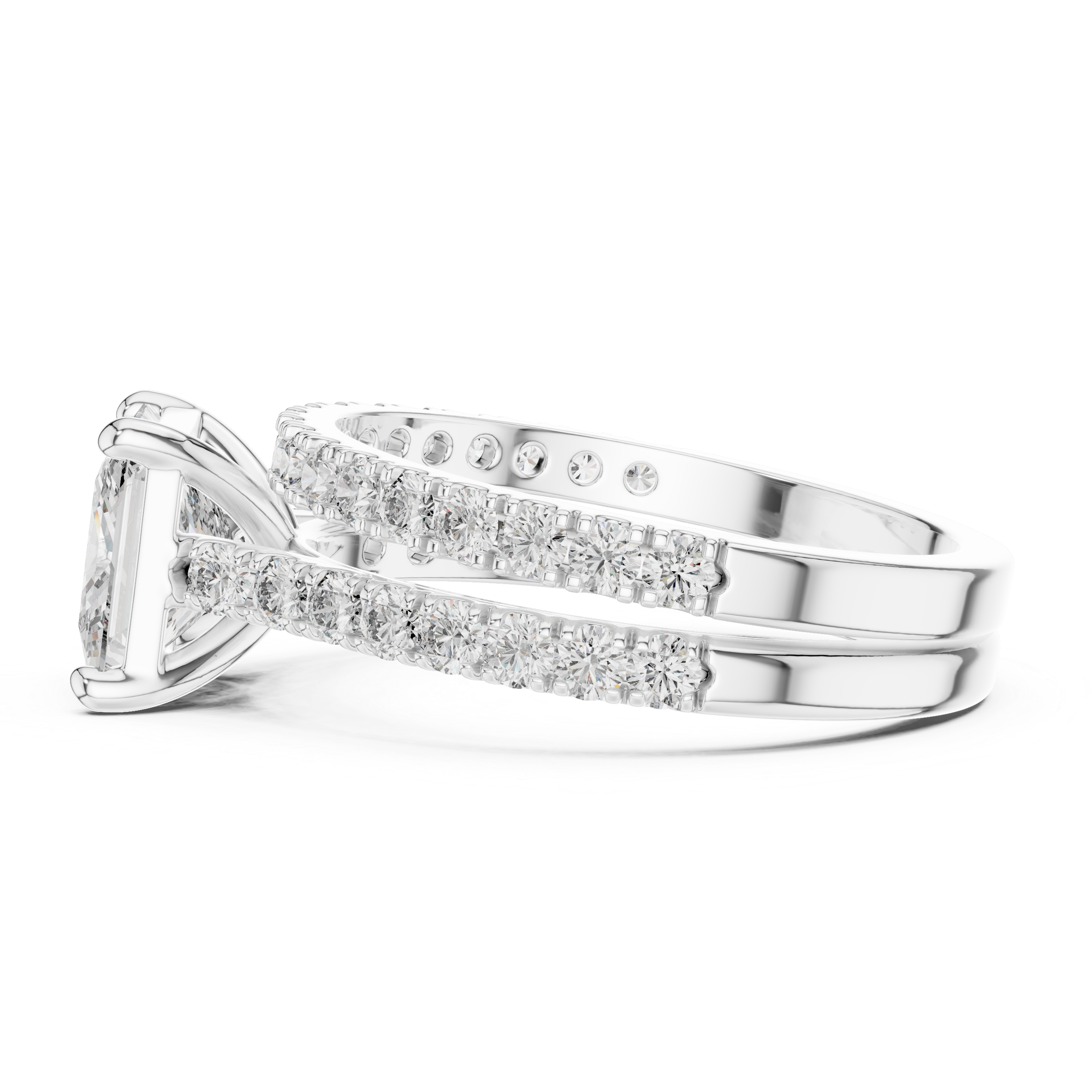 Princess And Round Cut Brilliant Moissanite VVS1 Eternity Engagement Ring