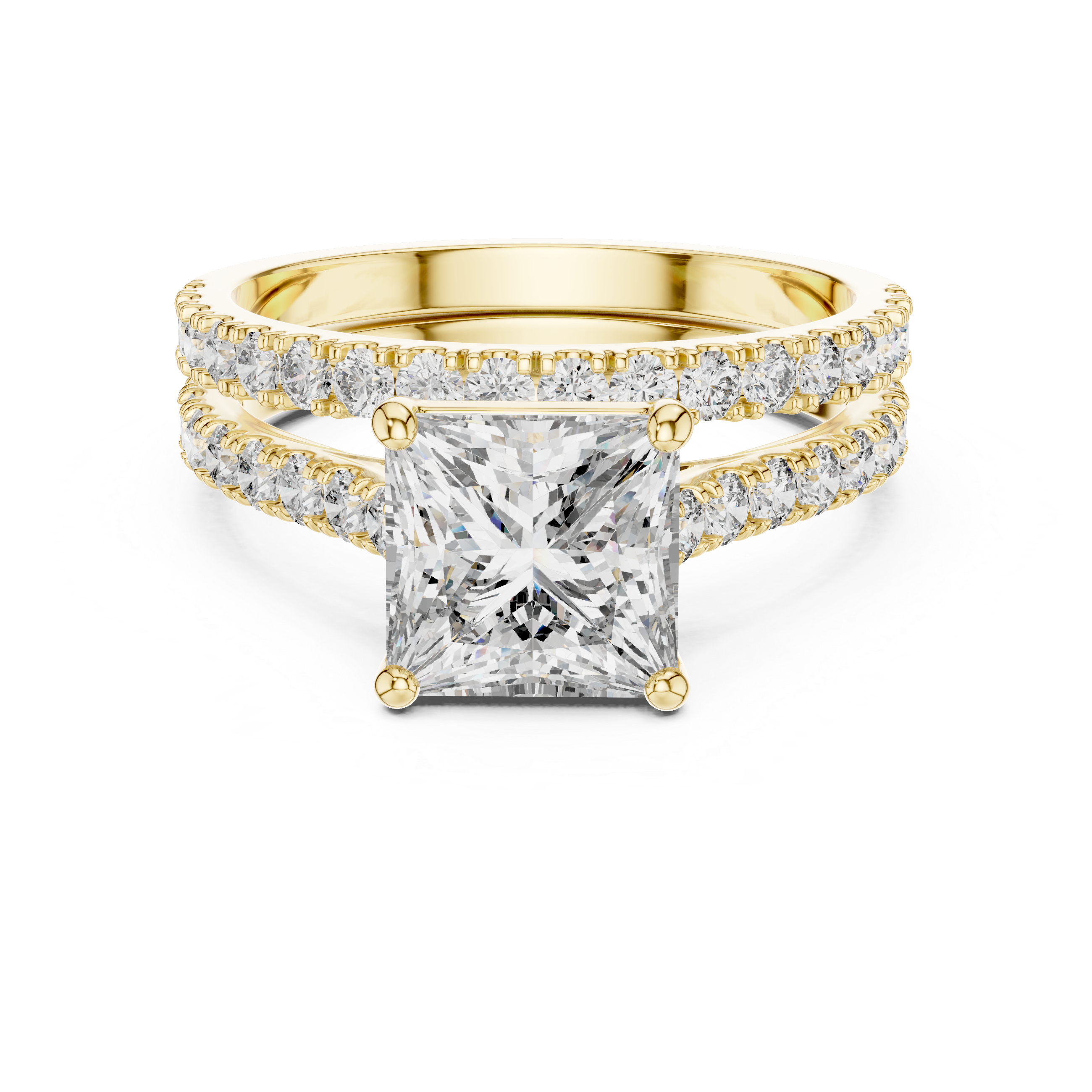 Princess And Round Cut Brilliant Moissanite VVS1 Eternity Engagement Ring