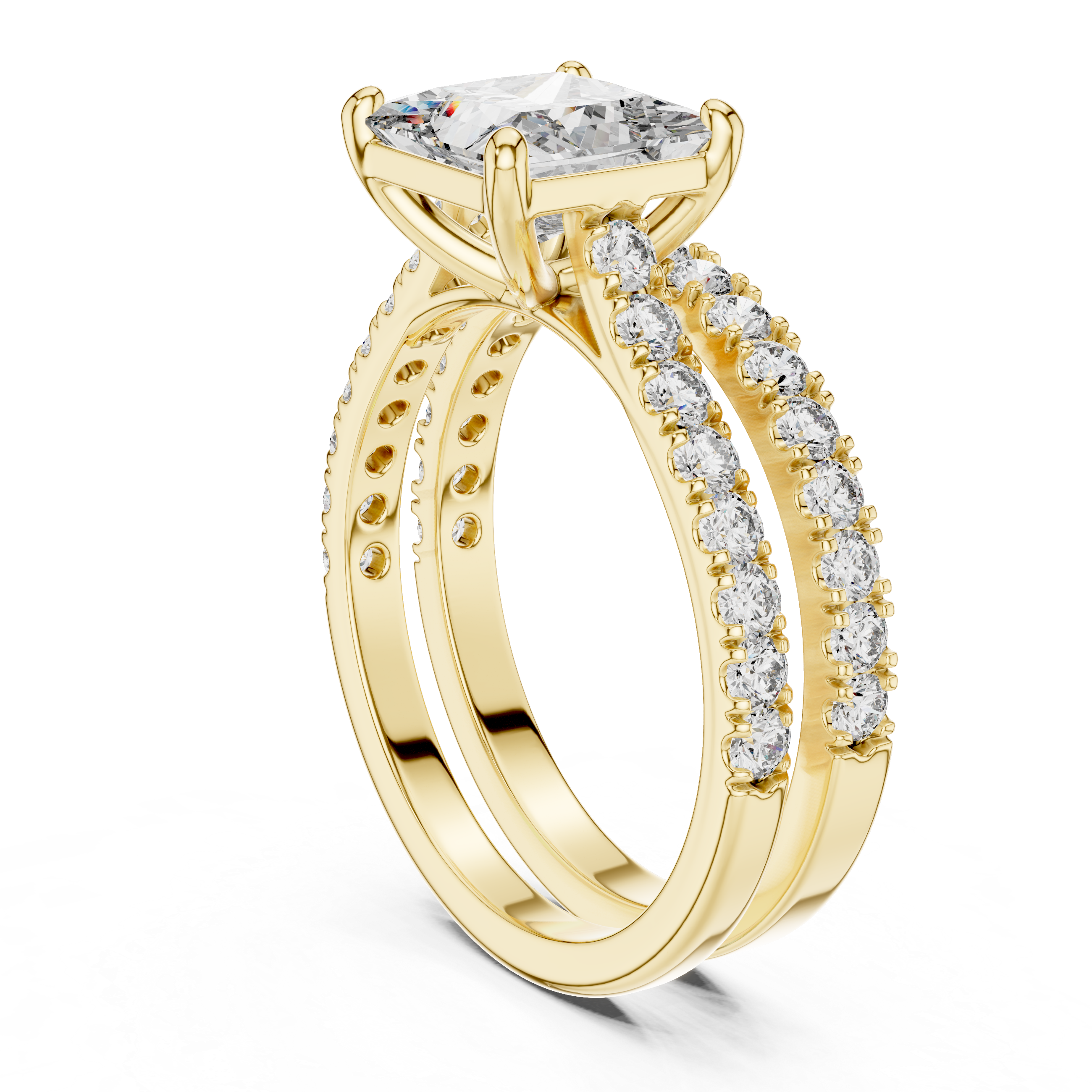 Princess And Round Cut Brilliant Moissanite VVS1 Eternity Engagement Ring