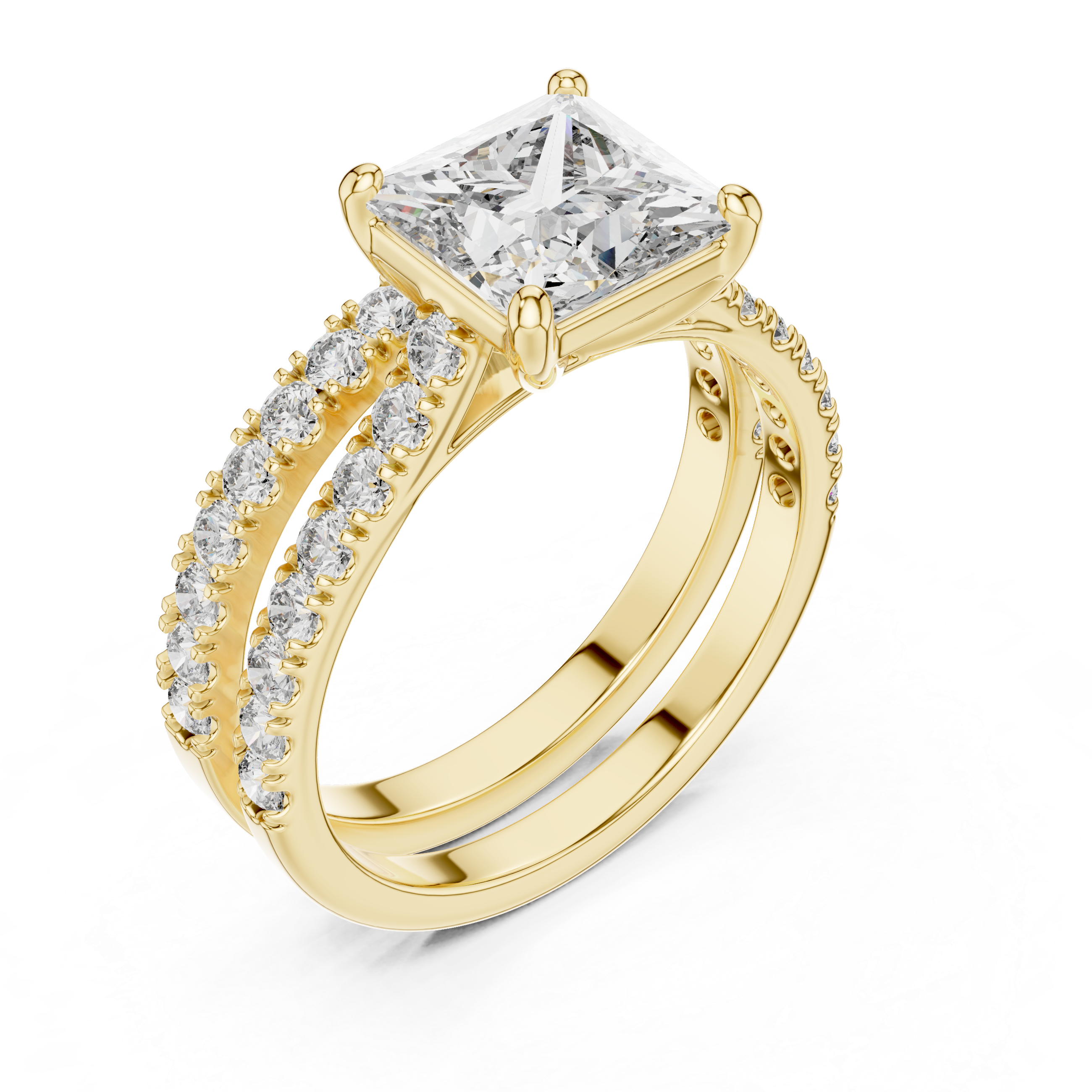 Princess And Round Cut Brilliant Moissanite VVS1 Eternity Engagement Ring