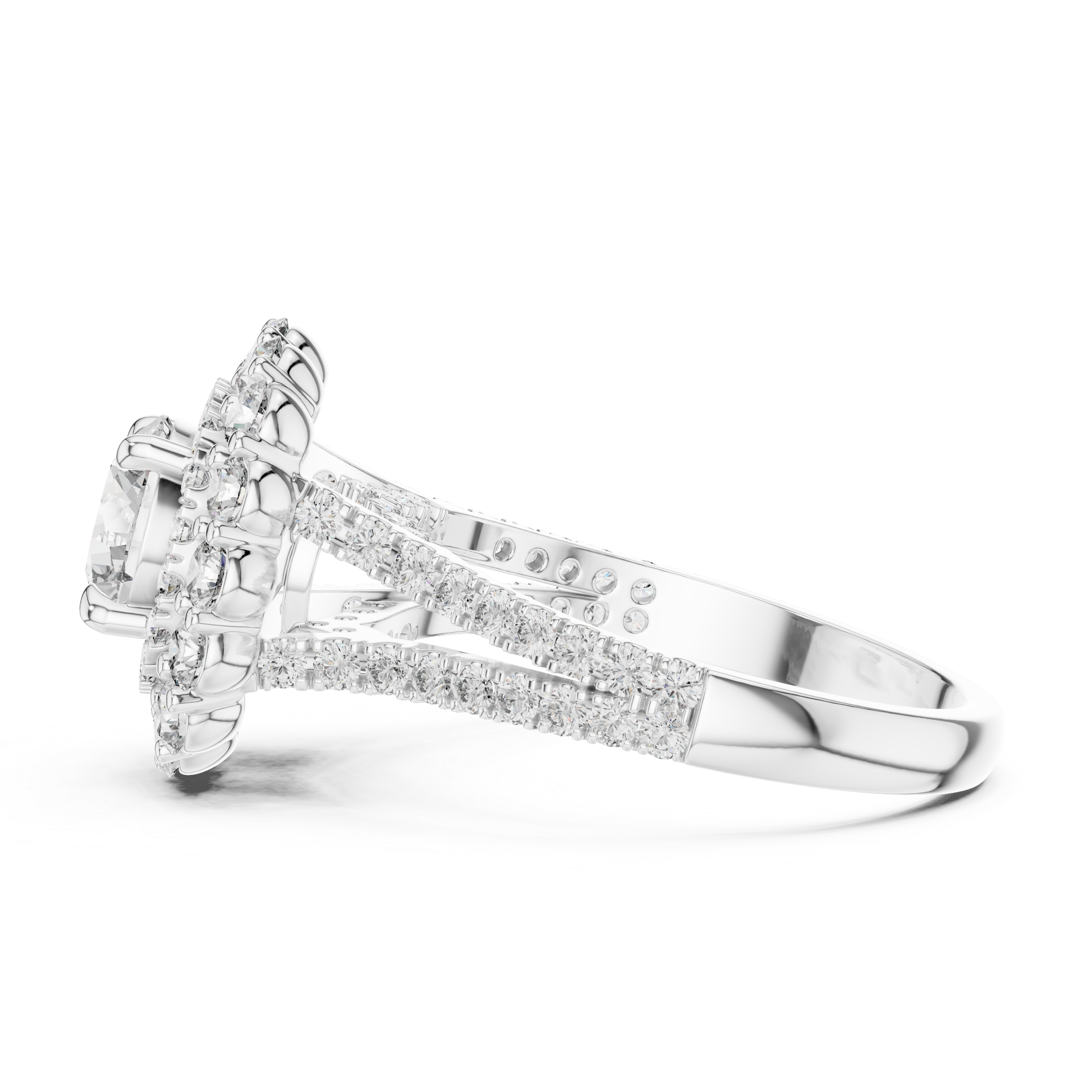 Round Cut Brilliant Moissanite VVS1 Eternity Engagement Ring