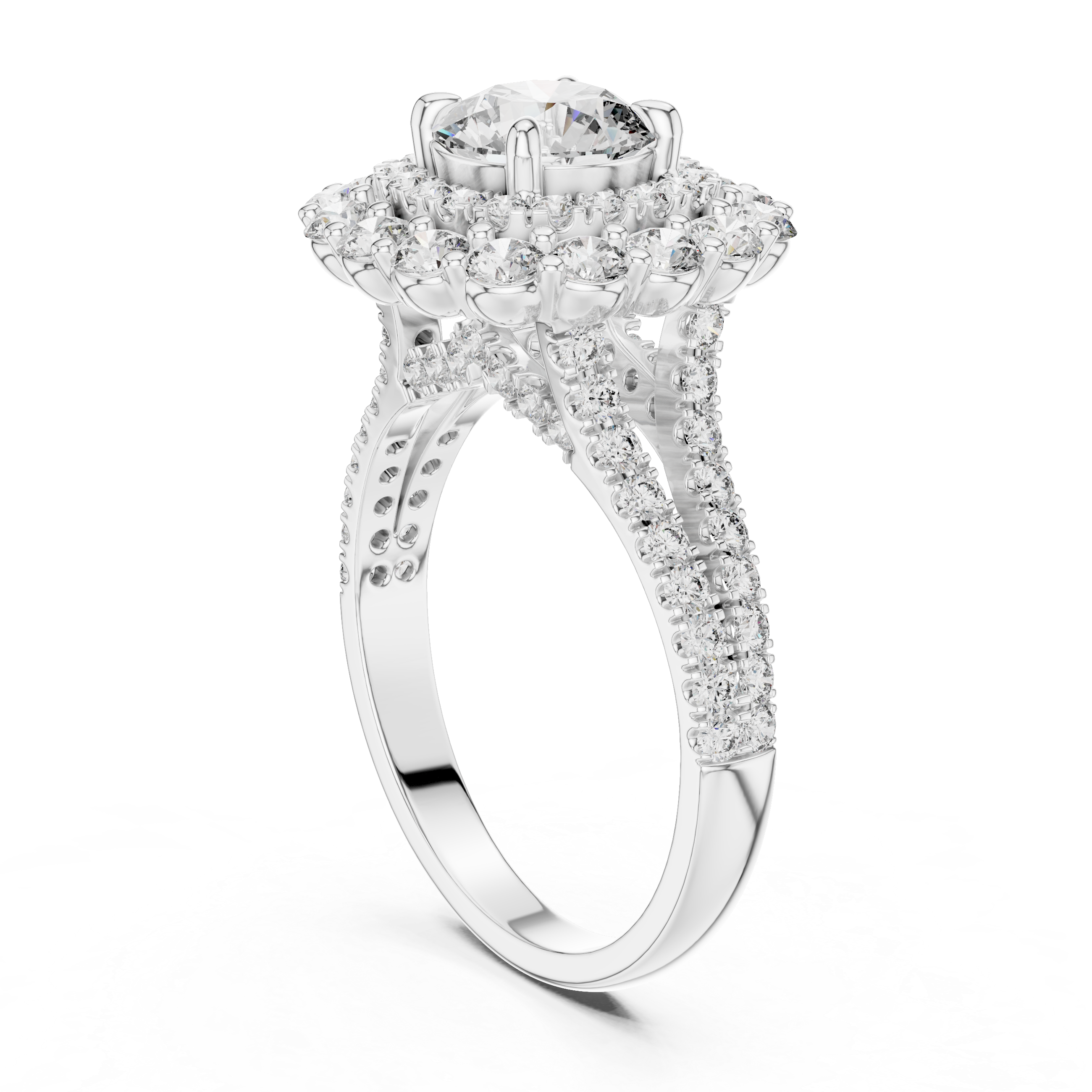 Round Cut Brilliant Moissanite VVS1 Eternity Engagement Ring