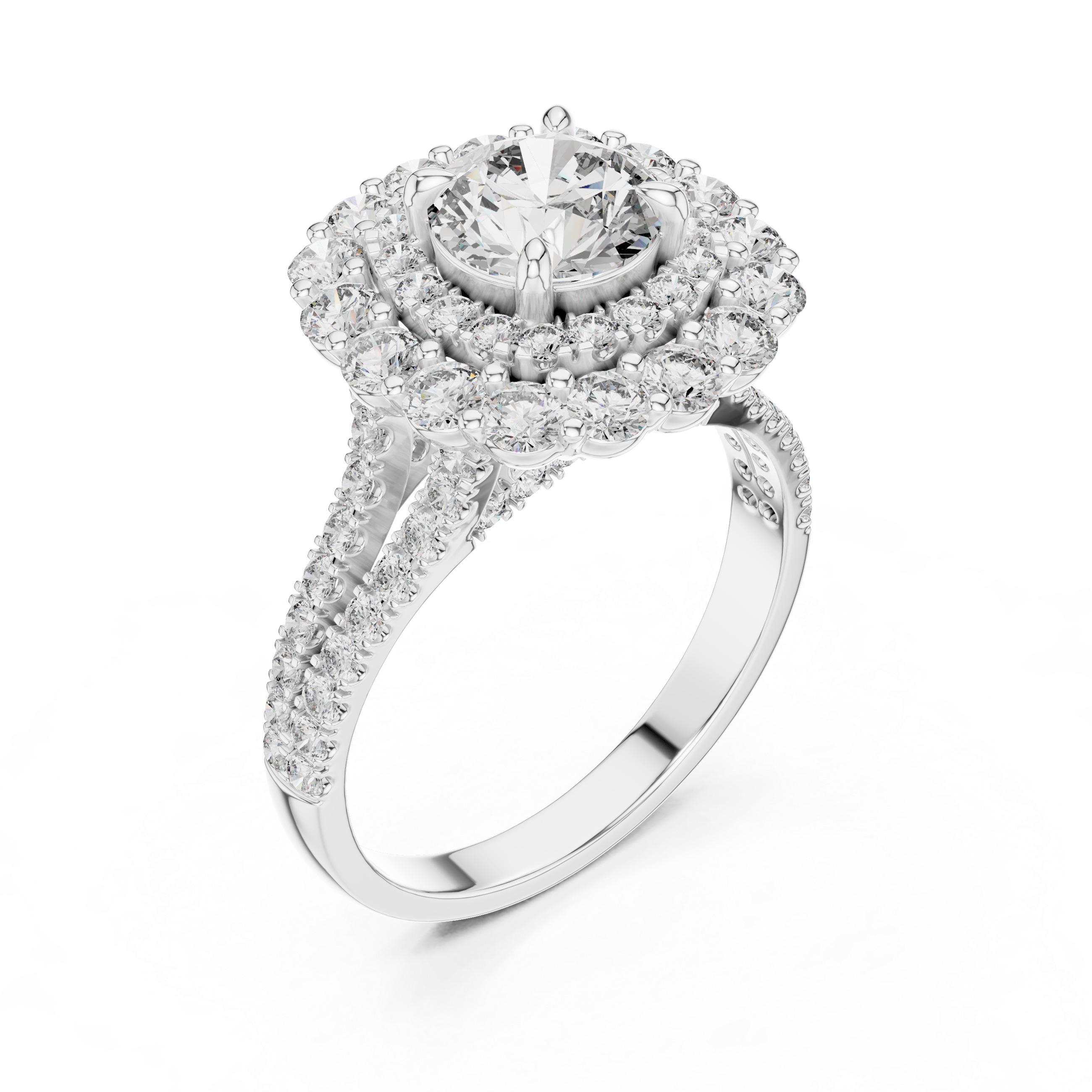 Round Cut Brilliant Moissanite VVS1 Eternity Engagement Ring