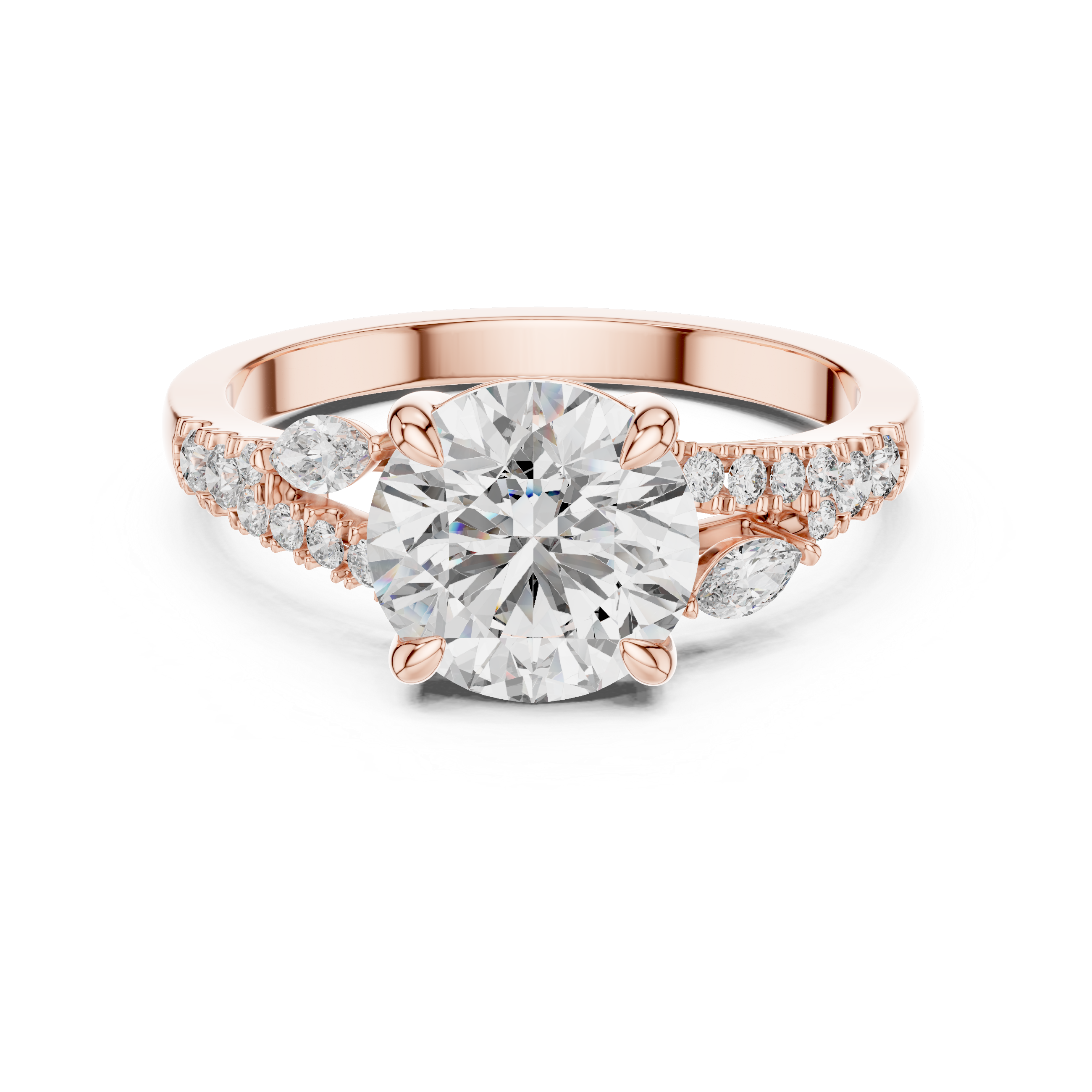 Round And Marquise Cut Brilliant Moissanite VVS1 Eternity Engagement Ring