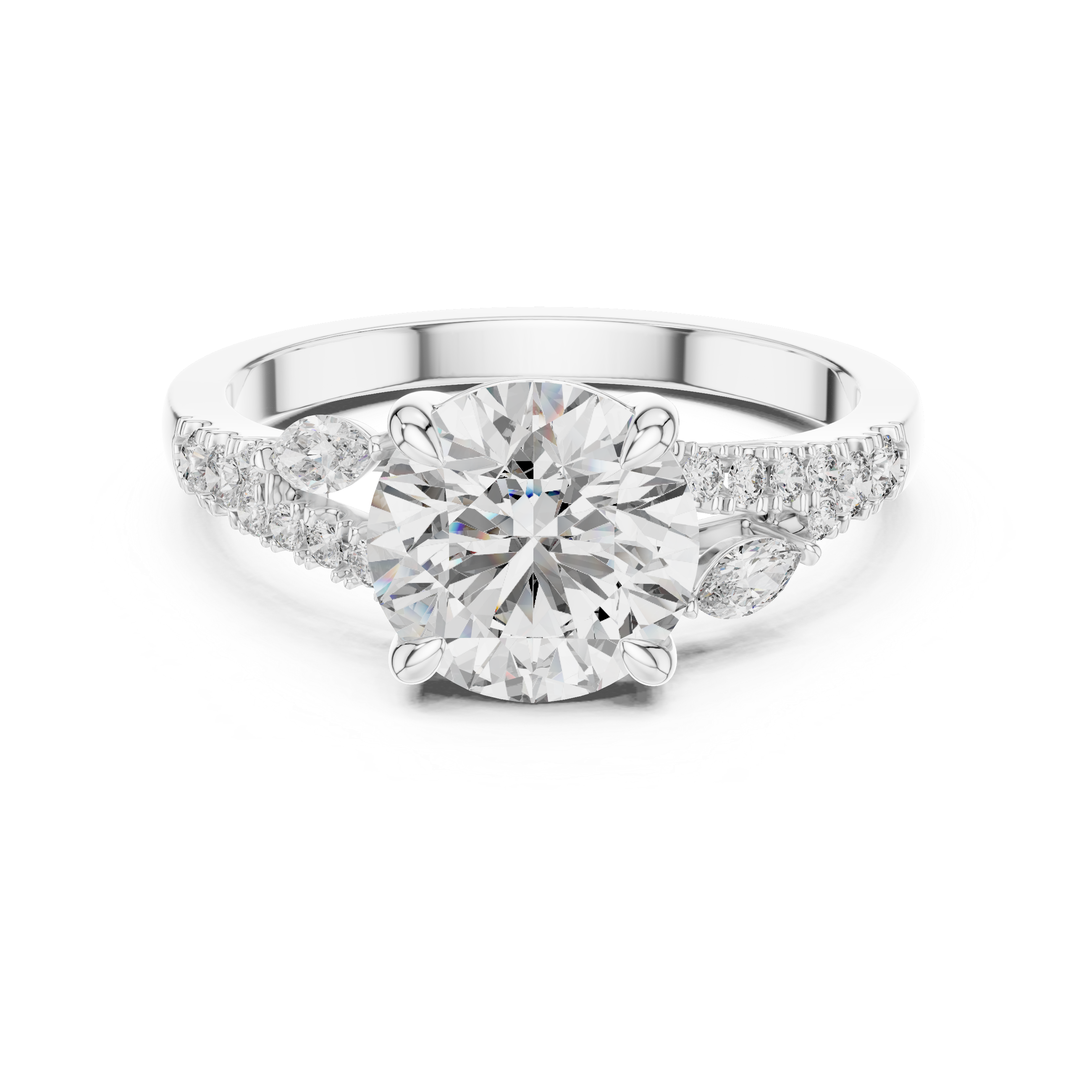 Round And Marquise Cut Brilliant Moissanite VVS1 Eternity Engagement Ring