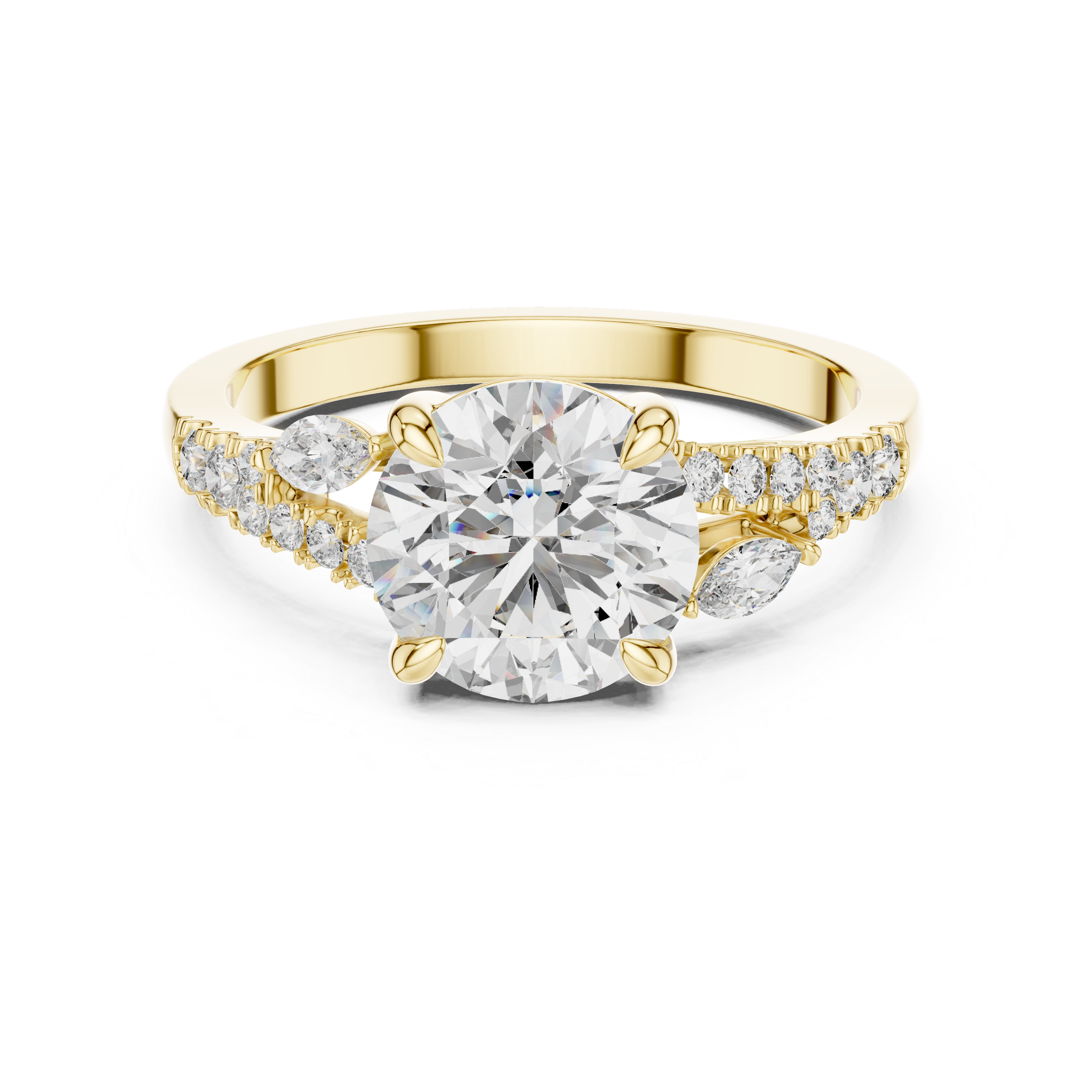 Round And Marquise Cut Brilliant Moissanite VVS1 Eternity Engagement Ring