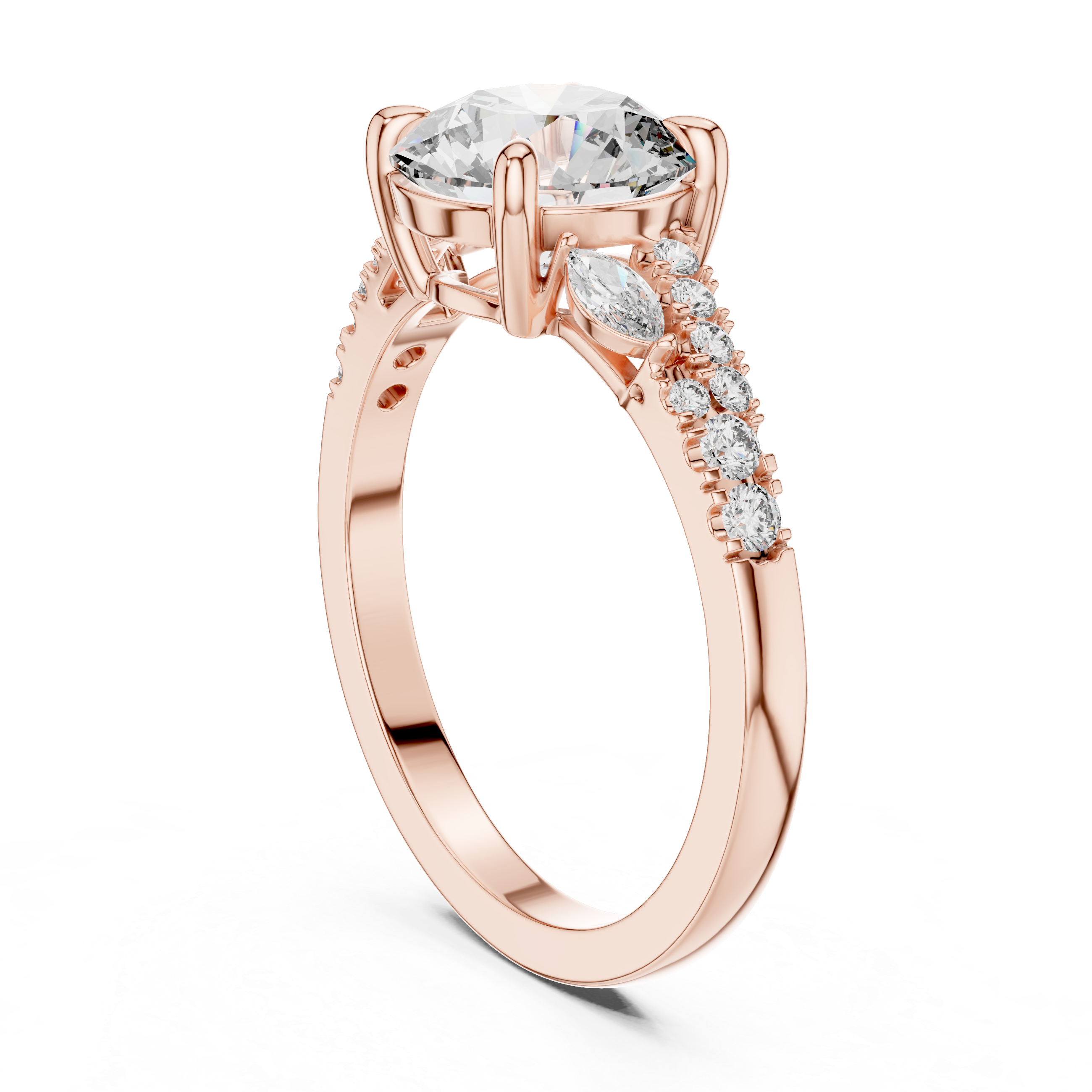 Round And Marquise Cut Brilliant Moissanite VVS1 Eternity Engagement Ring