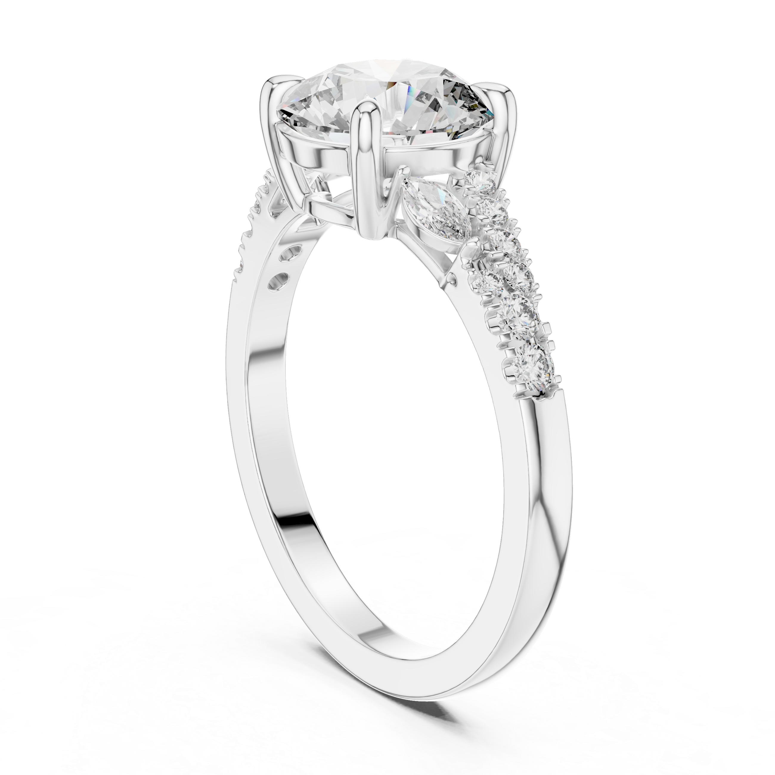 Round And Marquise Cut Brilliant Moissanite VVS1 Eternity Engagement Ring