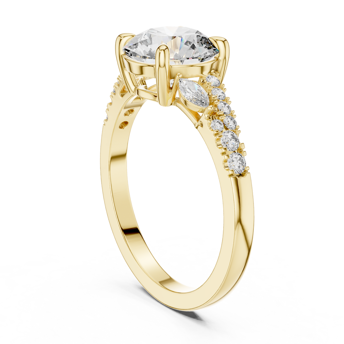 Round And Marquise Cut Brilliant Moissanite VVS1 Eternity Engagement Ring