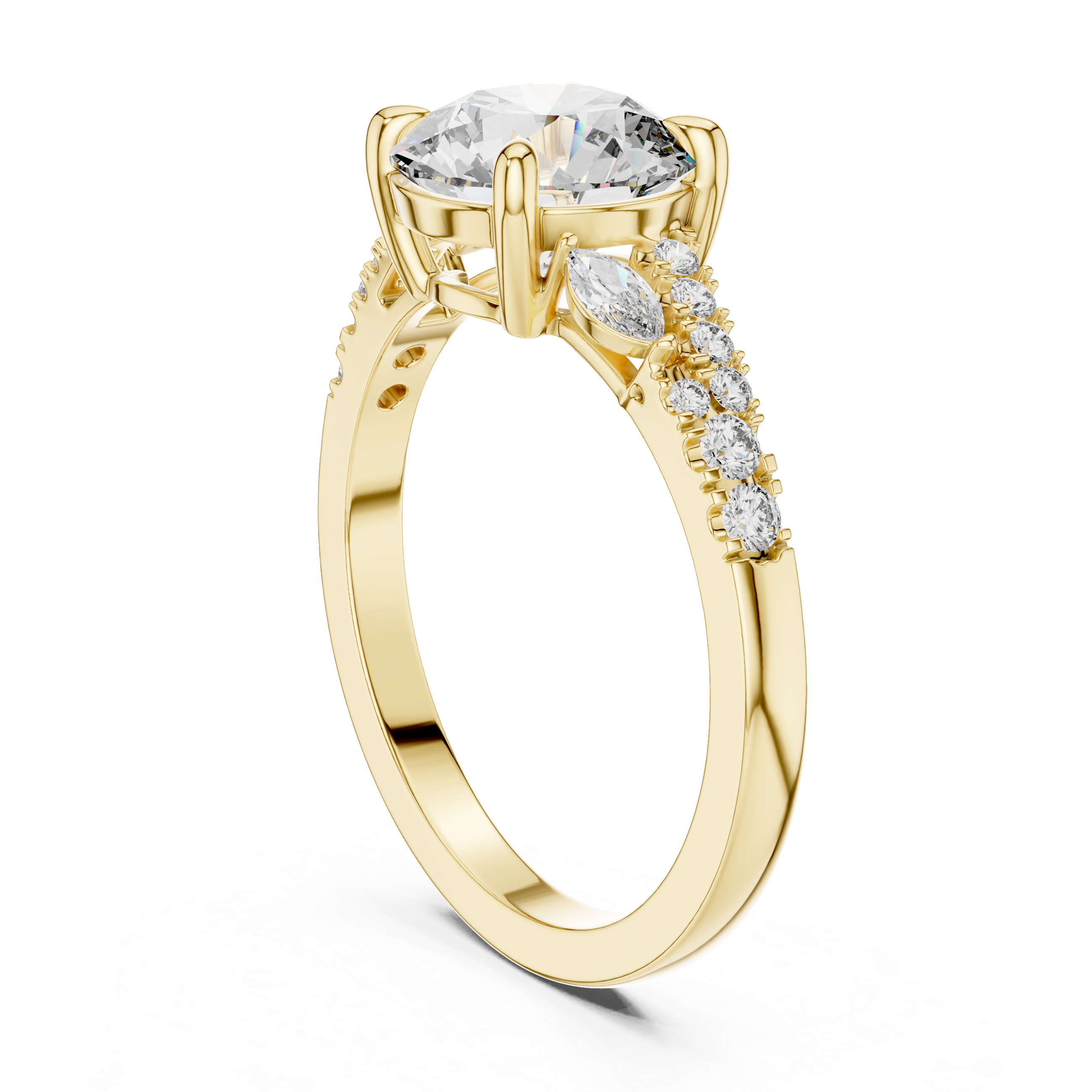 Round And Marquise Cut Brilliant Moissanite VVS1 Eternity Engagement Ring