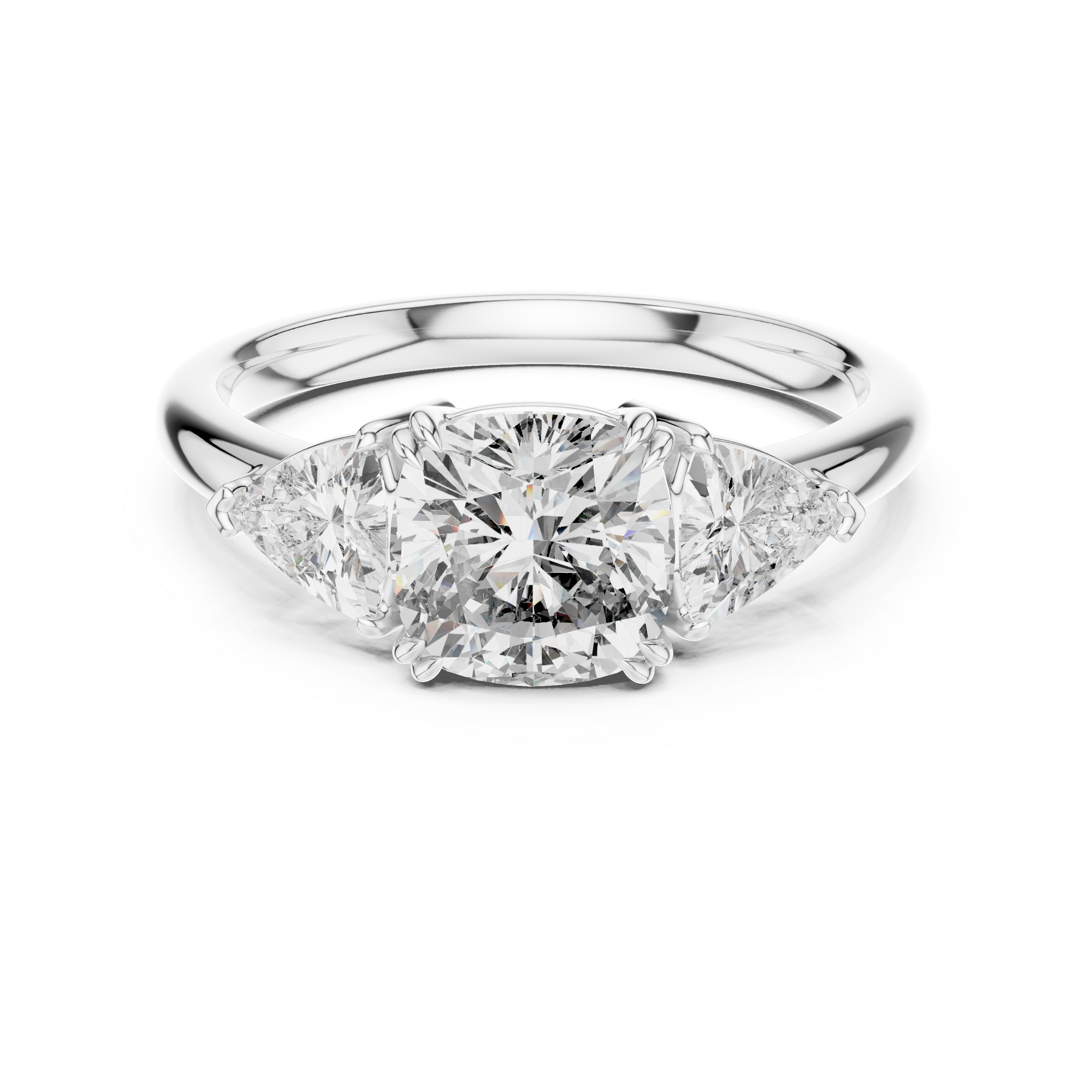 Cushion And Trillion Cut Brilliant Moissanite VVS1 Eternity Engagement Ring
