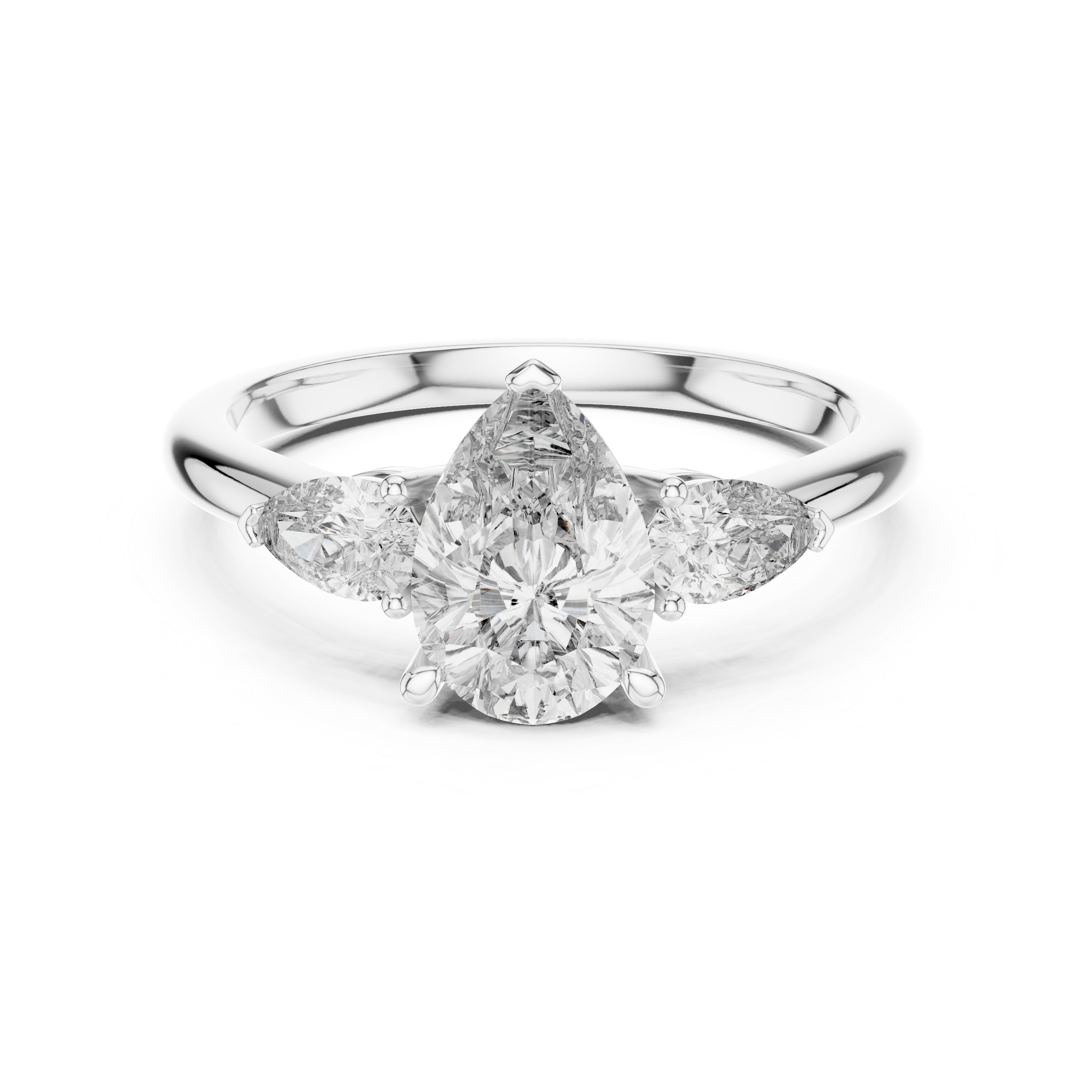 Pear Cut Brilliant Moissanite VVS1 Eternity Engagement Ring