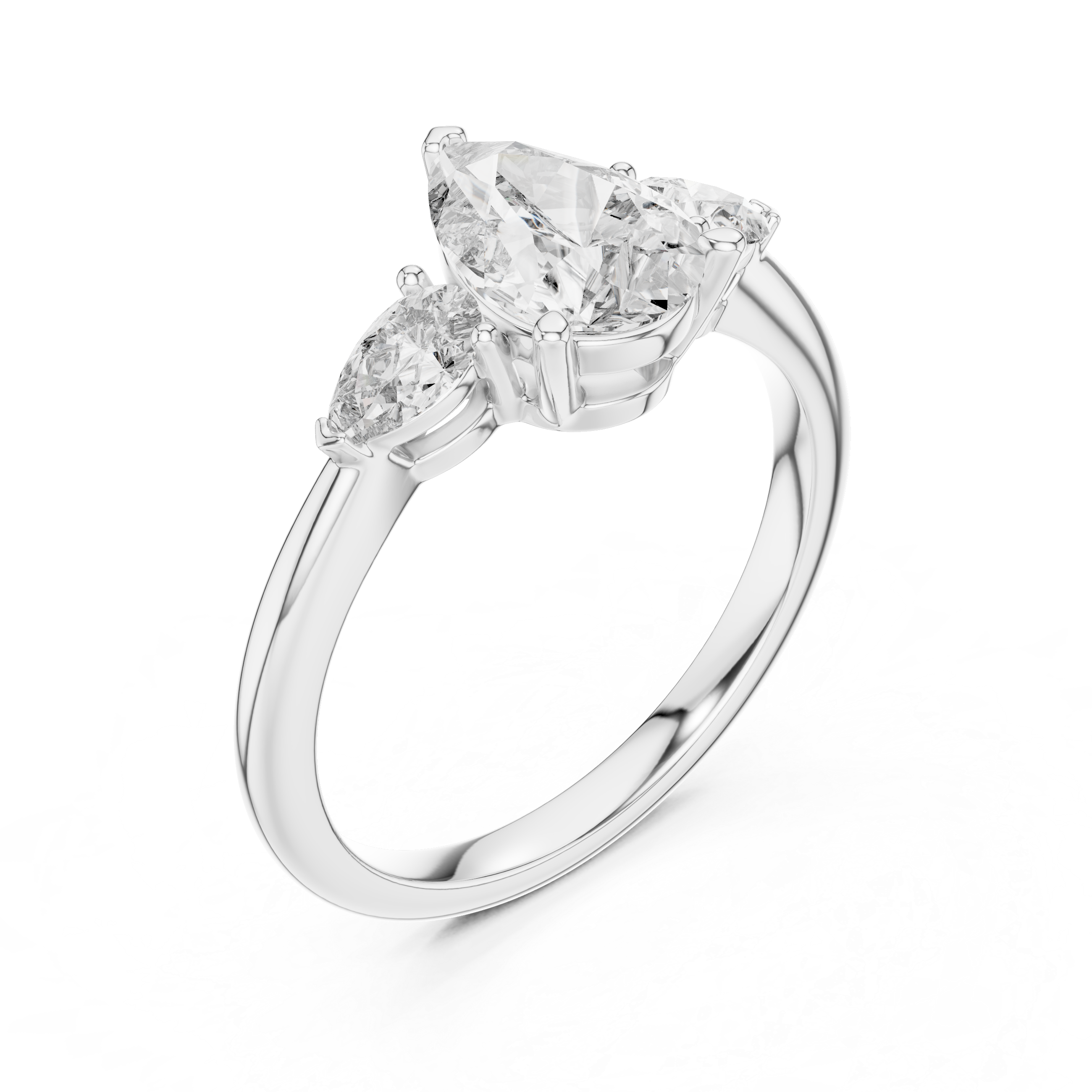 Pear Cut Brilliant Moissanite VVS1 Eternity Engagement Ring