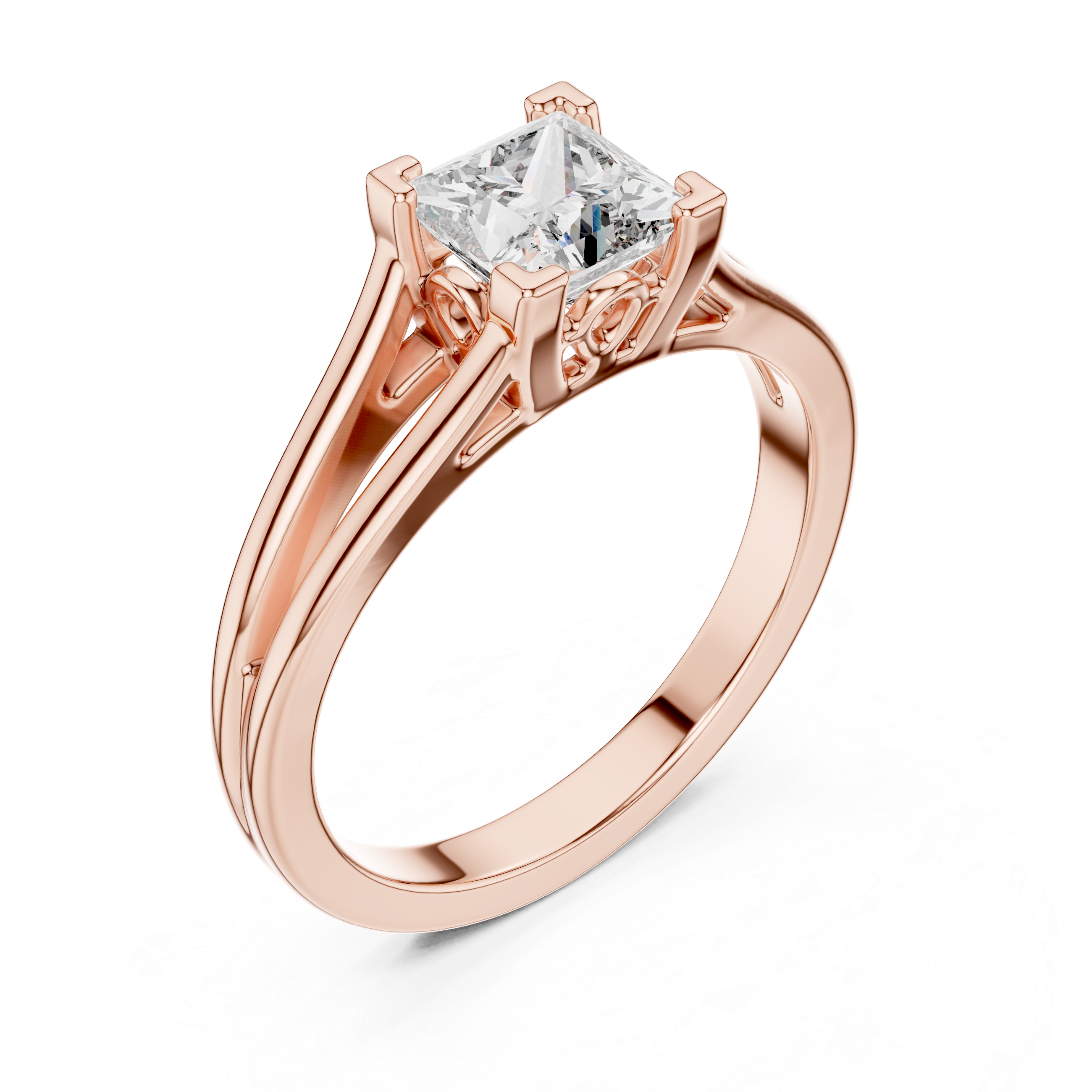 Princess Cut Brilliant Moissanite VVS1 Eternity Engagement Ring