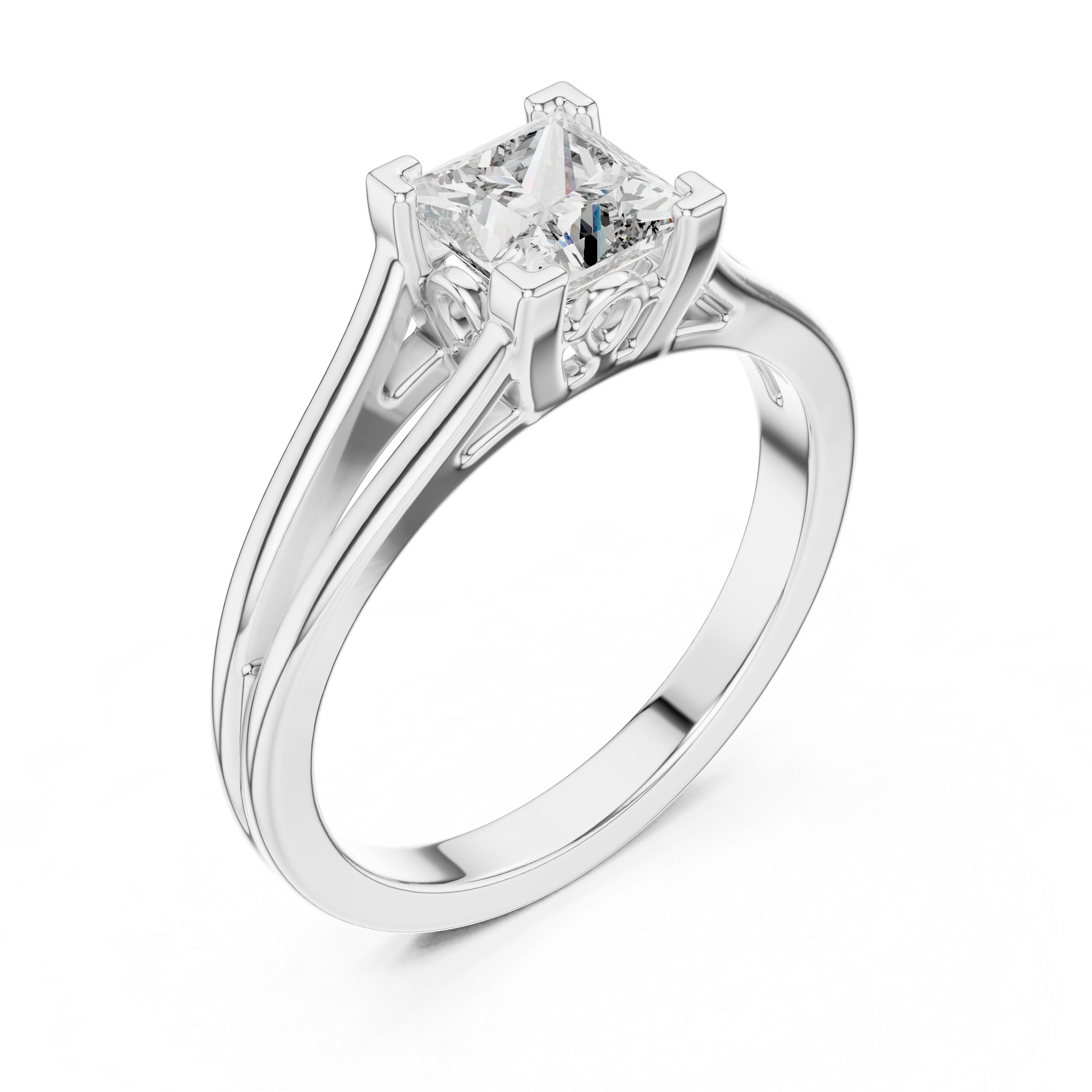 Princess Cut Brilliant Moissanite VVS1 Eternity Engagement Ring