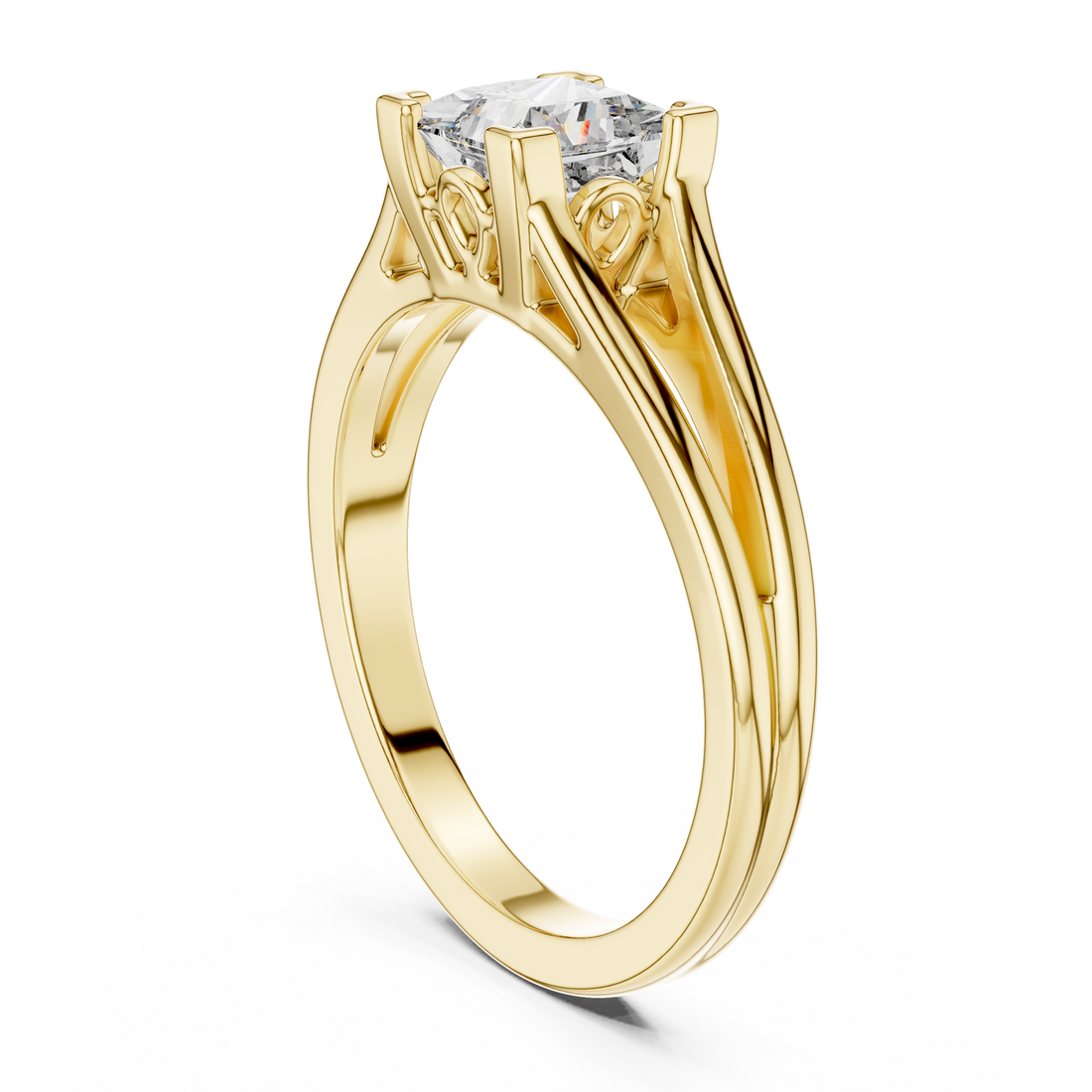Princess Cut Brilliant Moissanite VVS1 Eternity Engagement Ring