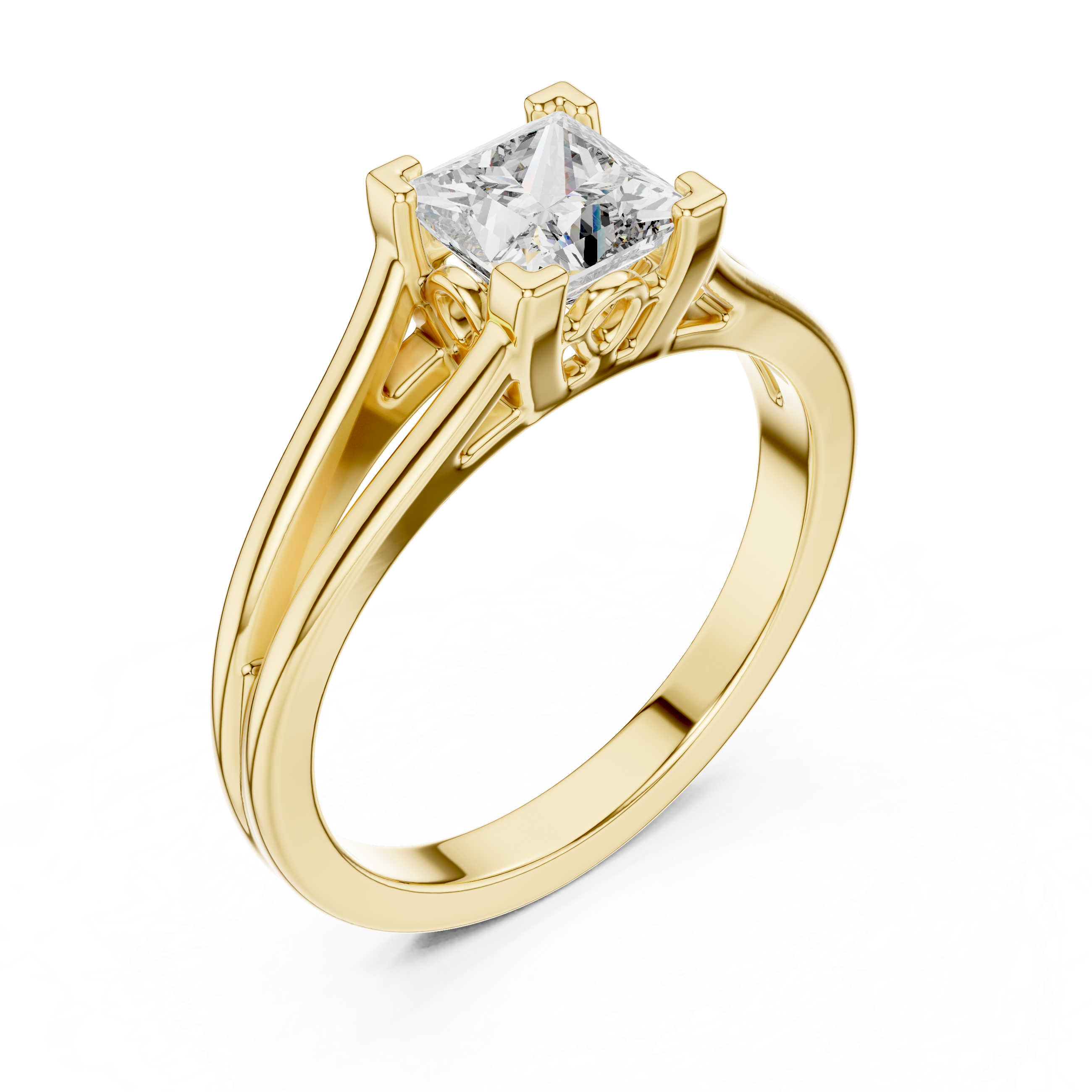 Princess Cut Brilliant Moissanite VVS1 Eternity Engagement Ring