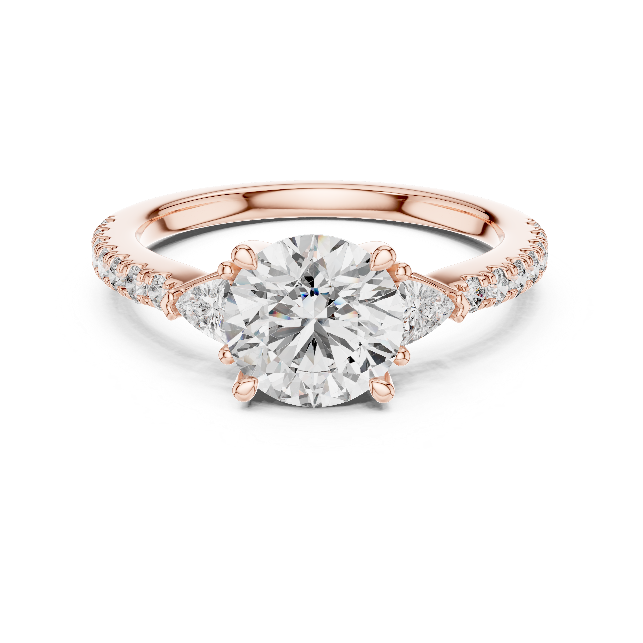 Round And Trillion Cut Brilliant Moissanite VVS1 Eternity Engagement Ring