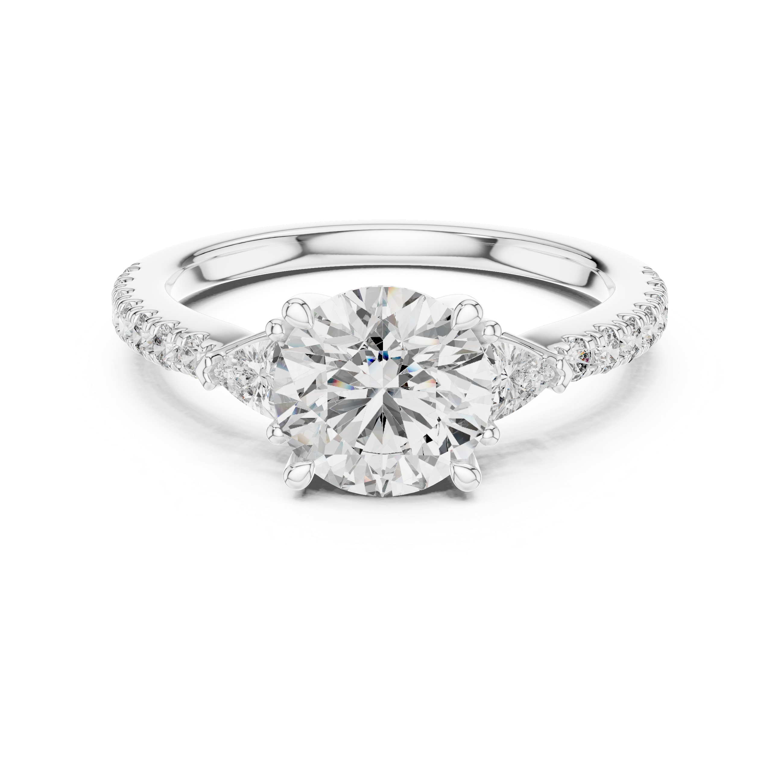 Round And Trillion Cut Brilliant Moissanite VVS1 Eternity Engagement Ring