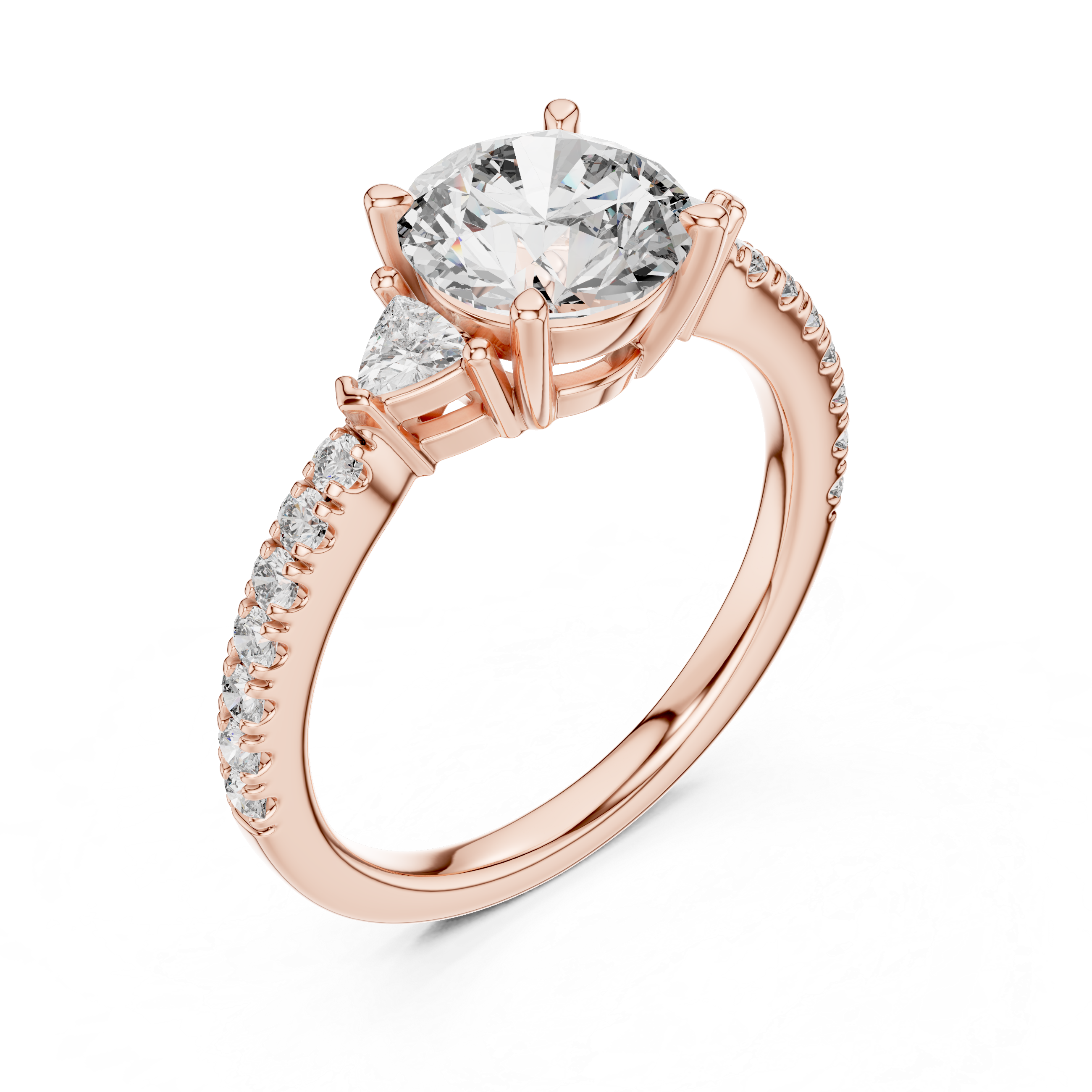 Round And Trillion Cut Brilliant Moissanite VVS1 Eternity Engagement Ring