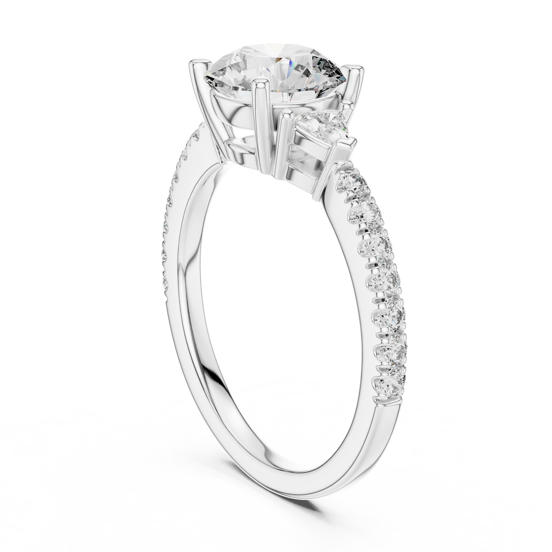 Round And Trillion Cut Brilliant Moissanite VVS1 Eternity Engagement Ring