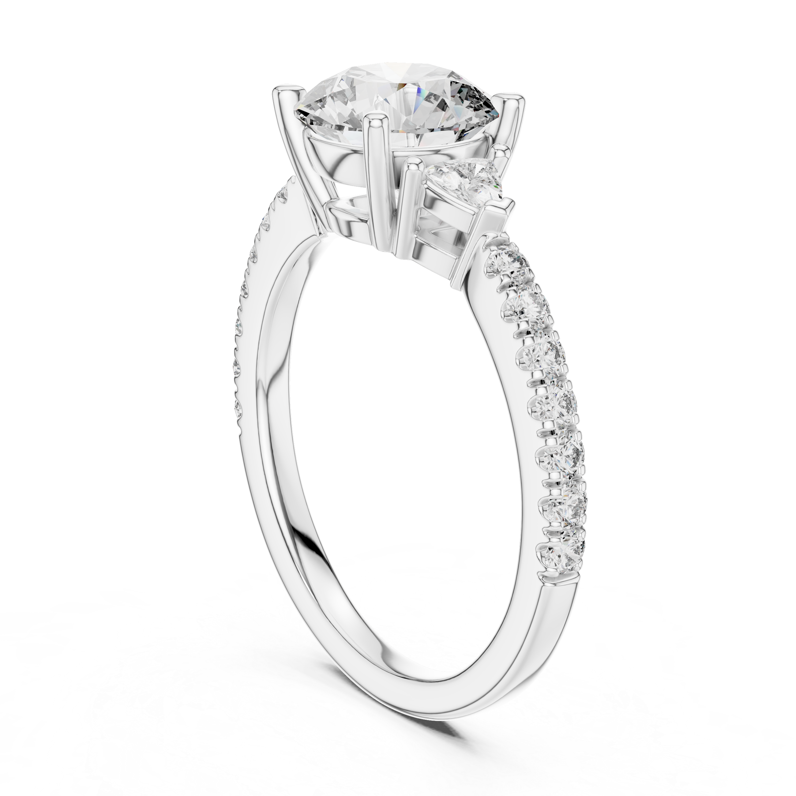 Round And Trillion Cut Brilliant Moissanite VVS1 Eternity Engagement Ring