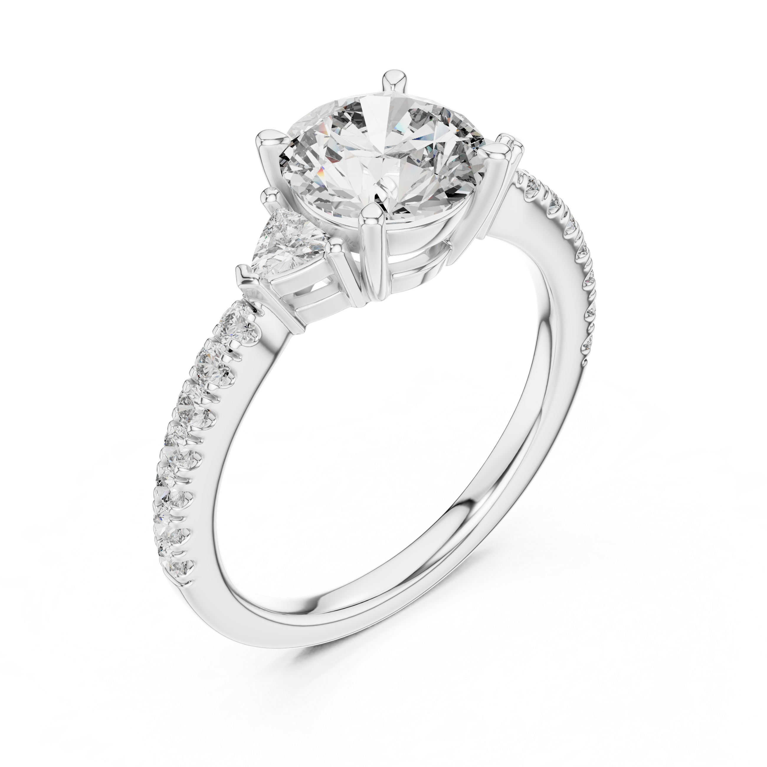 Round And Trillion Cut Brilliant Moissanite VVS1 Eternity Engagement Ring