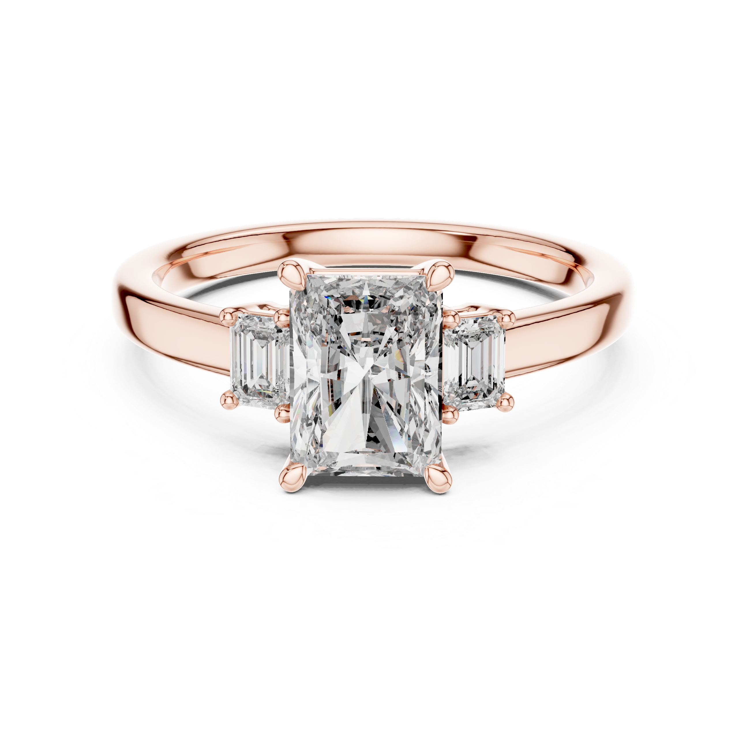 Radiant And Emerald Cut Brilliant Moissanite VVS1 Eternity Engagement Ring