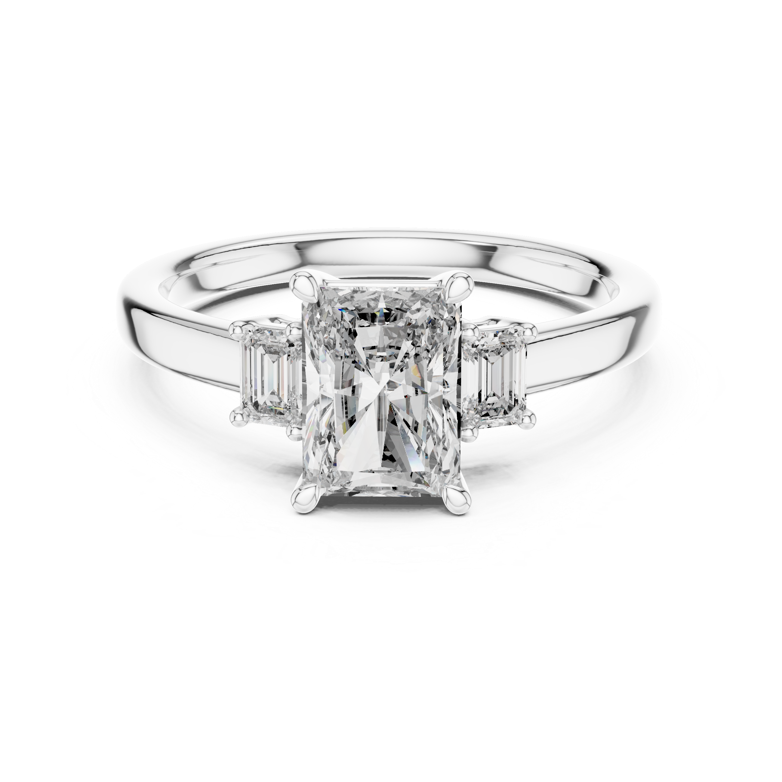 Radiant And Emerald Cut Brilliant Moissanite VVS1 Eternity Engagement Ring