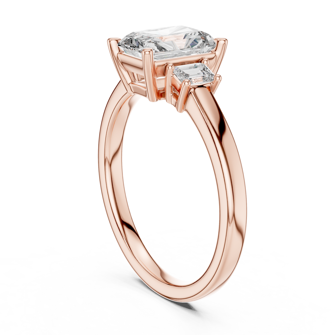 Radiant And Emerald Cut Brilliant Moissanite VVS1 Eternity Engagement Ring
