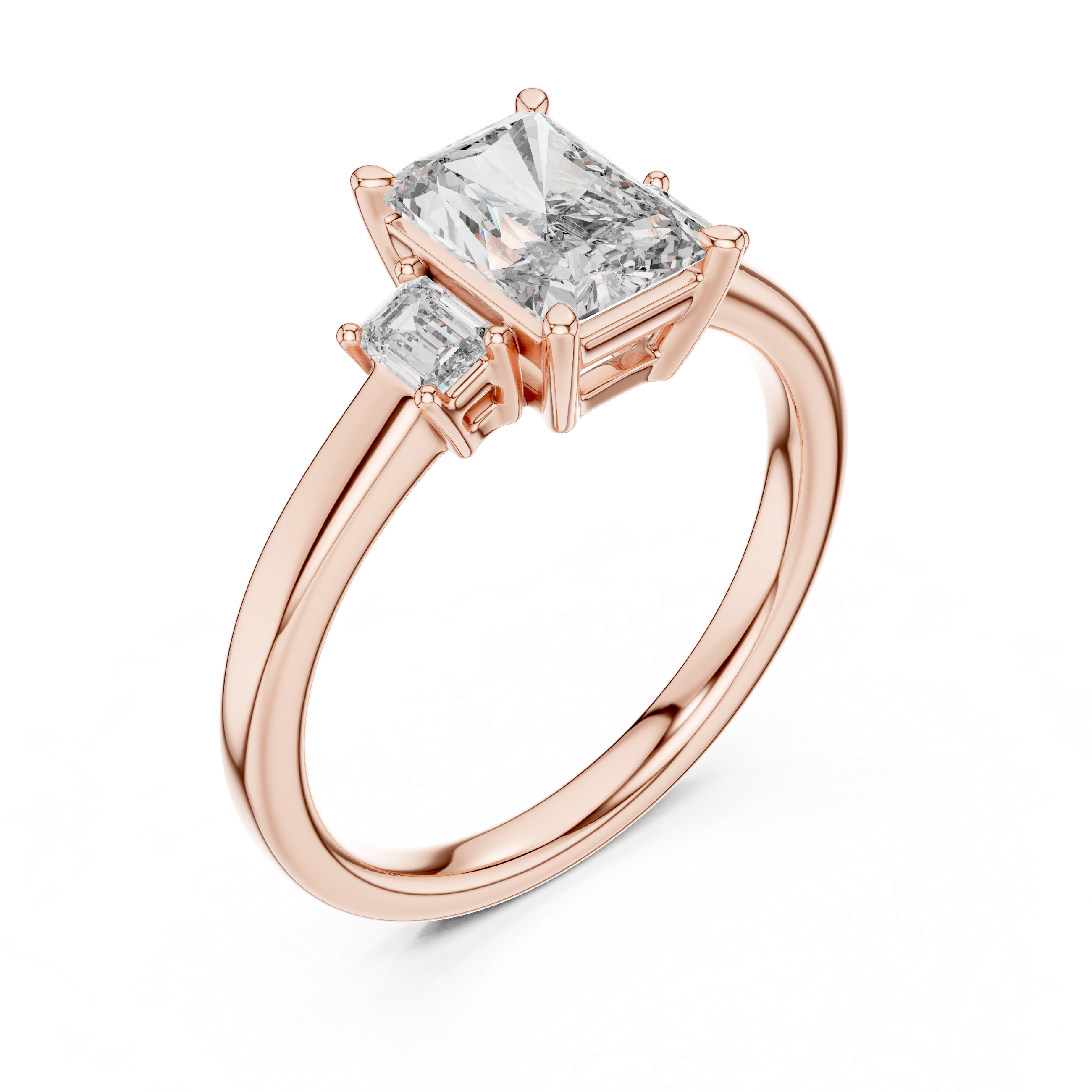 Radiant And Emerald Cut Brilliant Moissanite VVS1 Eternity Engagement Ring