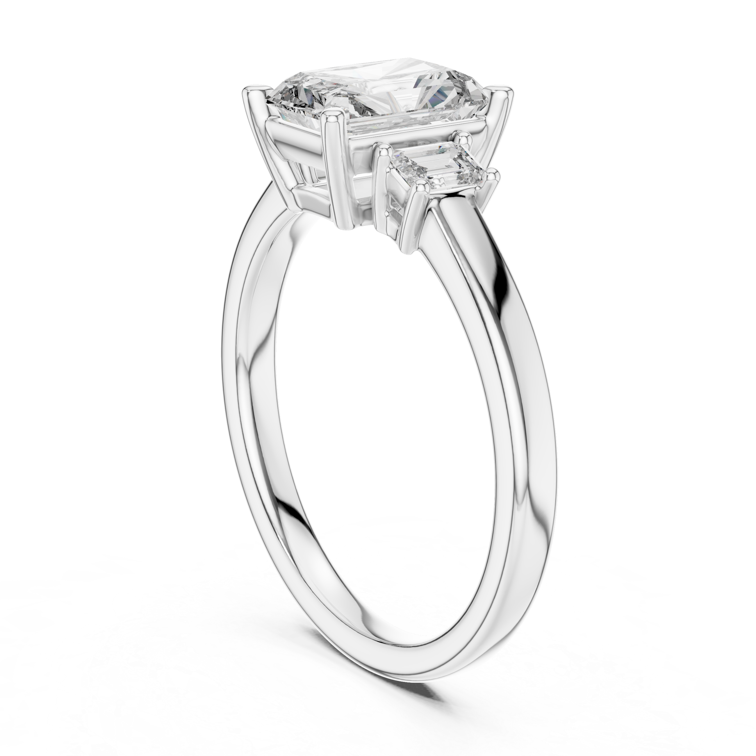 Radiant And Emerald Cut Brilliant Moissanite VVS1 Eternity Engagement Ring